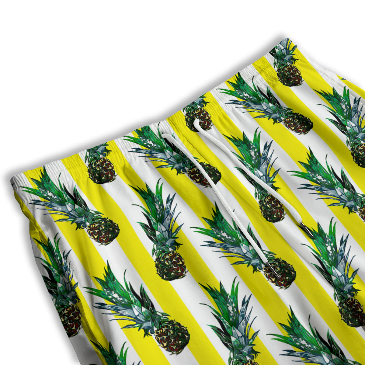 Pineapple Striped Yellow Print Pattern Men's Athletic Shorts
