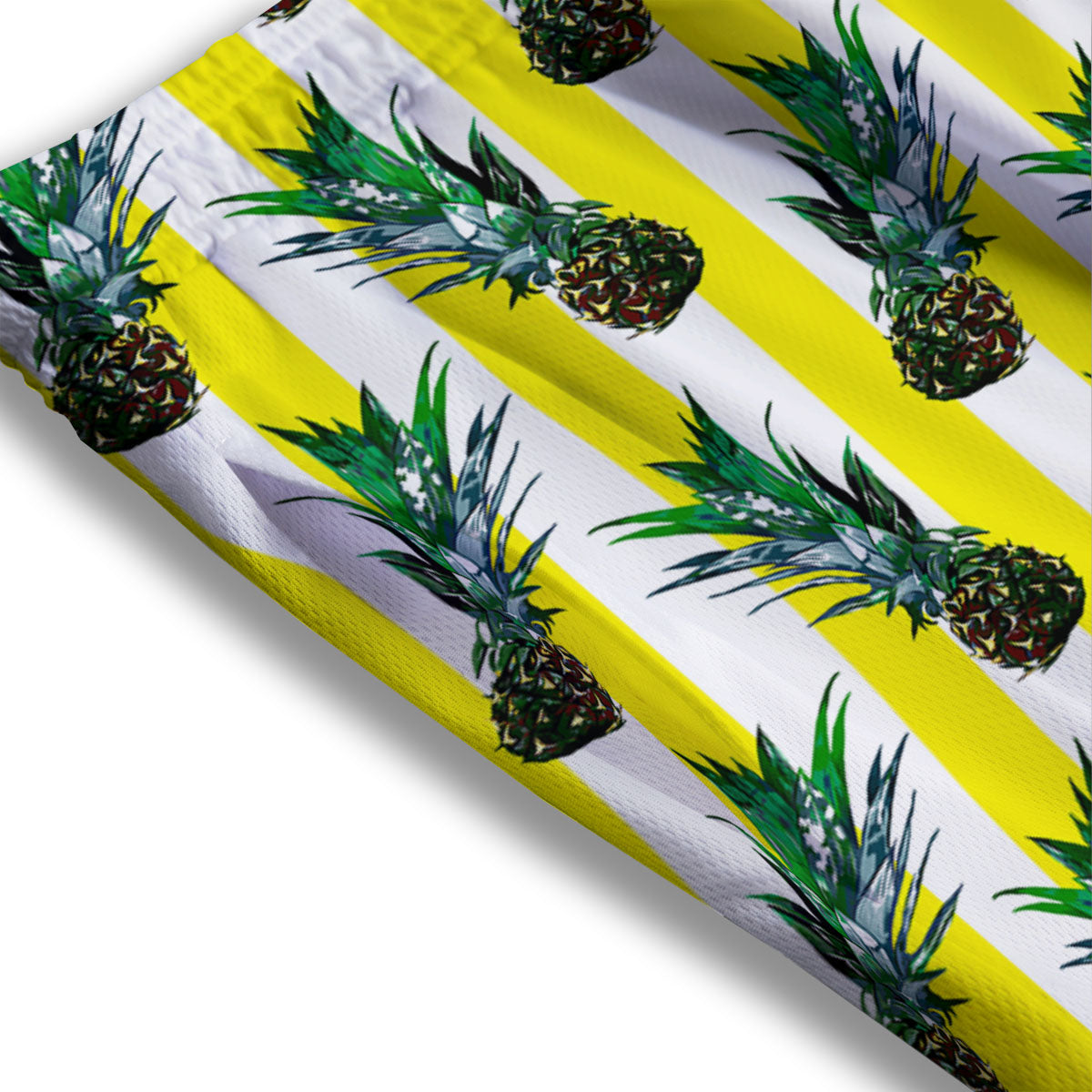 Pineapple Striped Yellow Print Pattern Mesh Shorts
