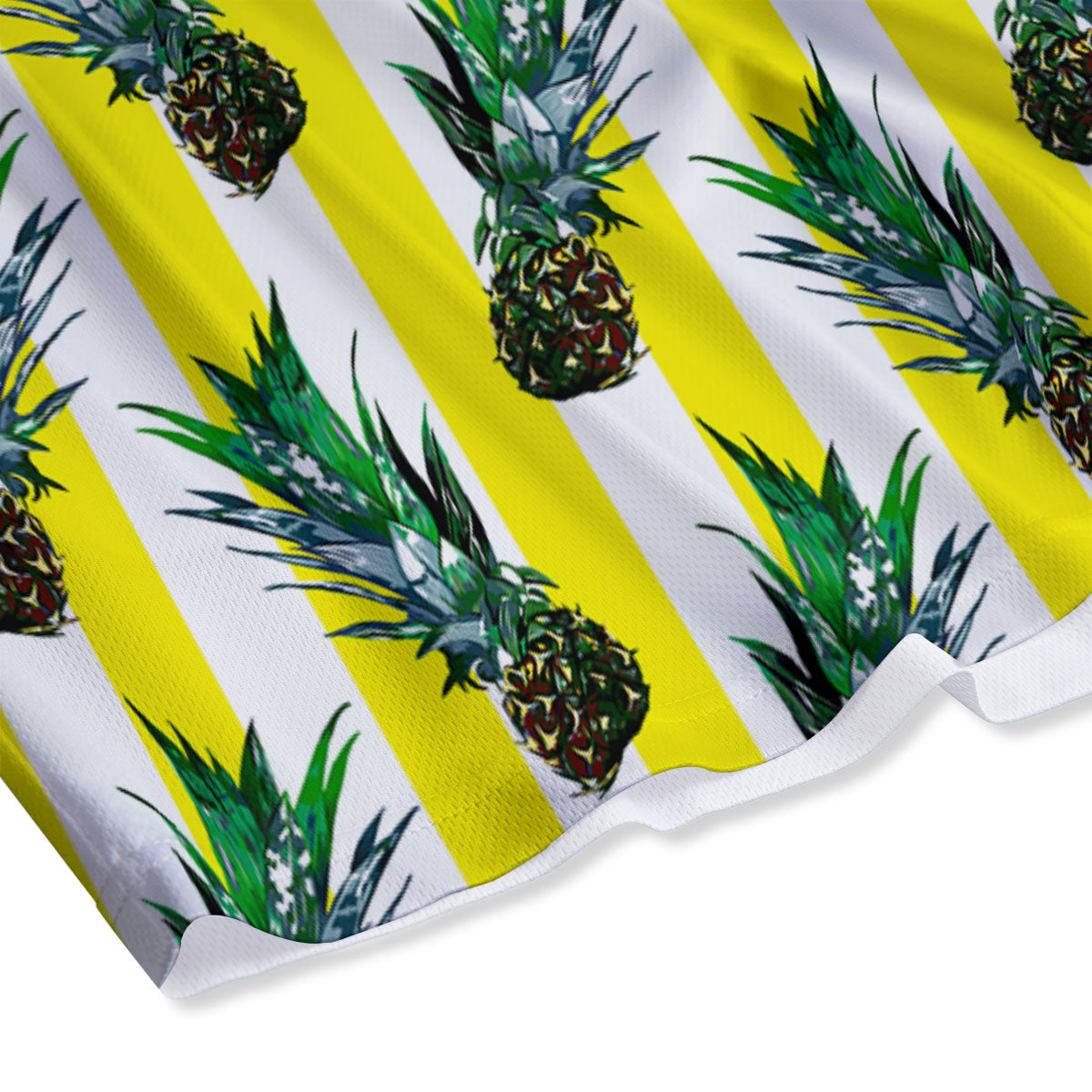 Pineapple Striped Yellow Print Pattern Mesh Shorts
