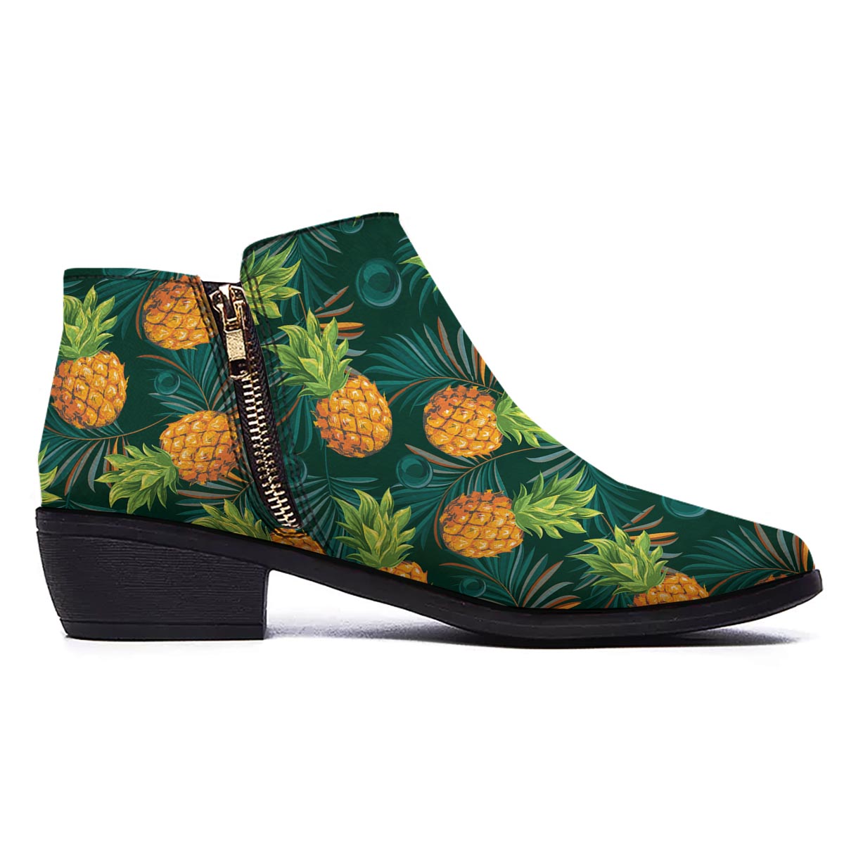 Pineapple Summer Print Pattern Ankle Boots-grizzshop