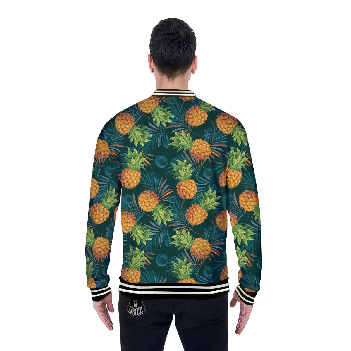 Pineapple Summer Print Pattern Baseball Jacket-grizzshop