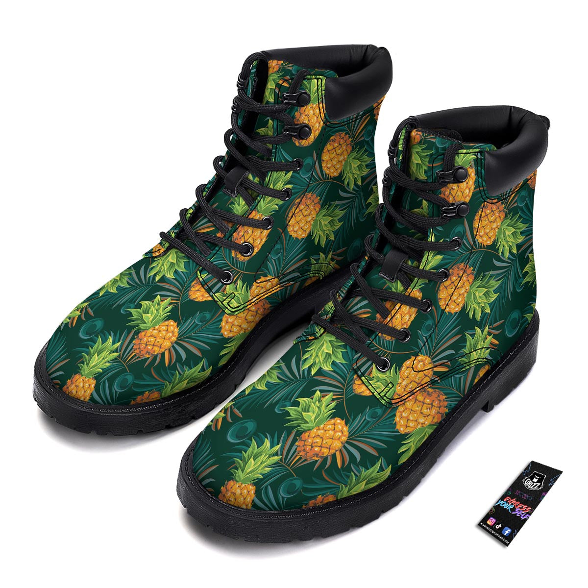 Pineapple Summer Print Pattern Boots-grizzshop