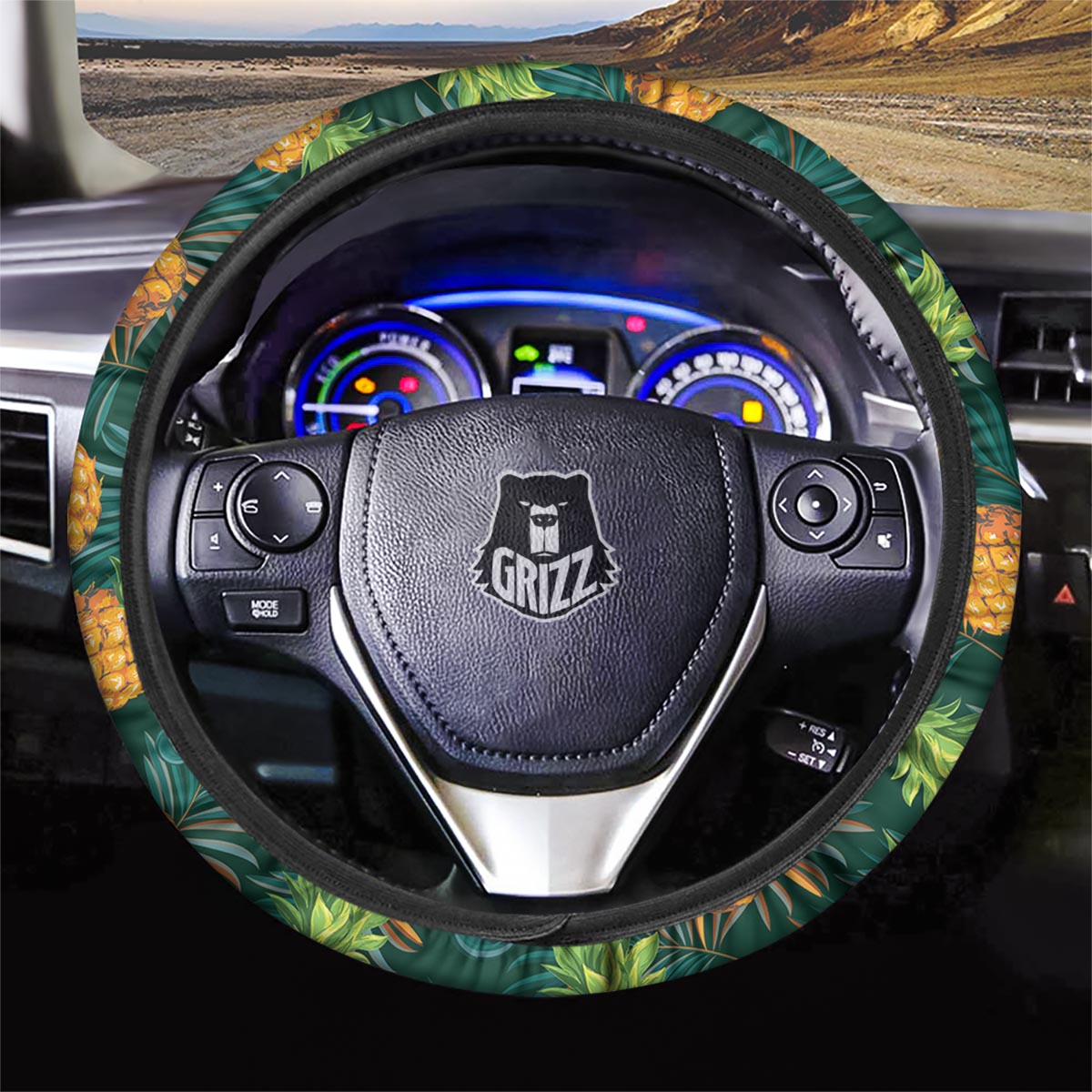 Pineapple Summer Print Pattern Car Steering Wheel Cover-grizzshop