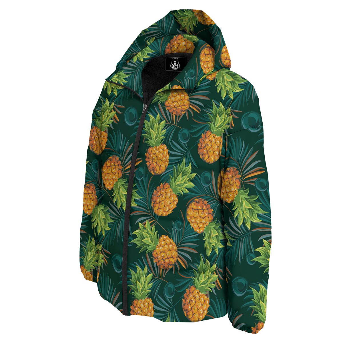 Pineapple Summer Print Pattern Down Jacket-grizzshop