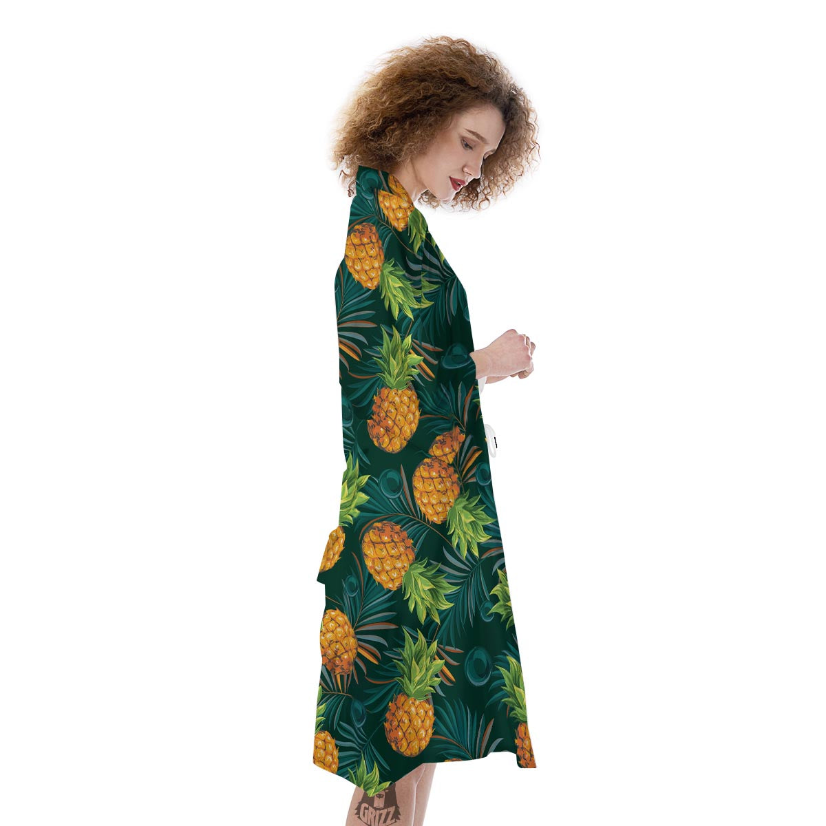 Pineapple Summer Print Pattern Kimono-grizzshop
