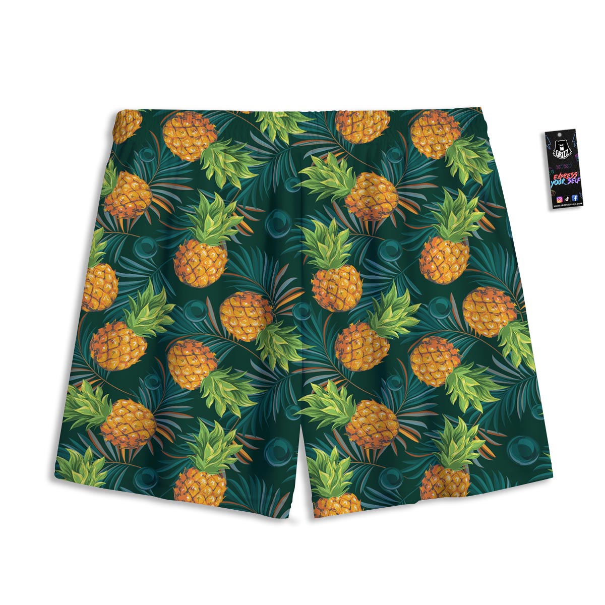 Pineapple Summer Print Pattern Mesh Shorts-grizzshop
