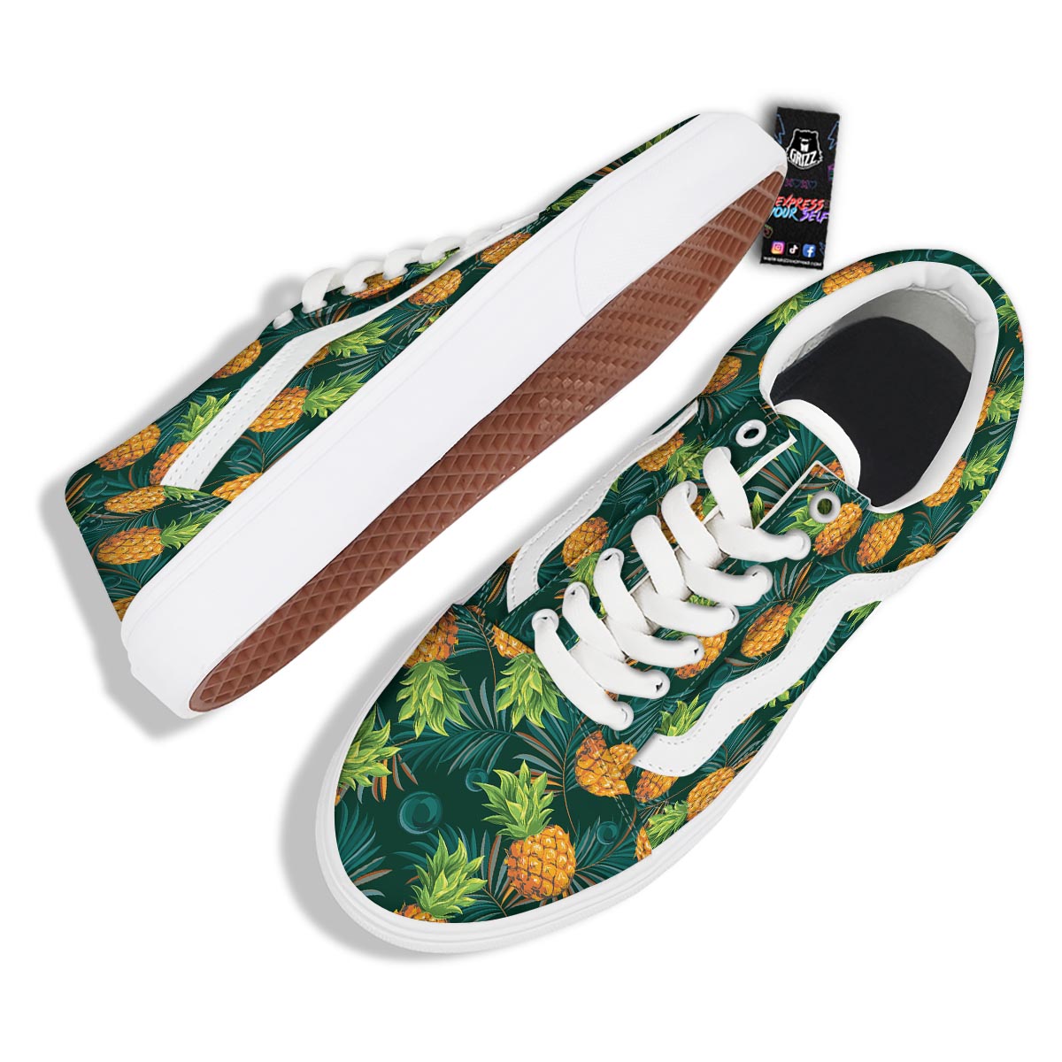 Pineapple Summer Print Pattern Skate Shoes-grizzshop