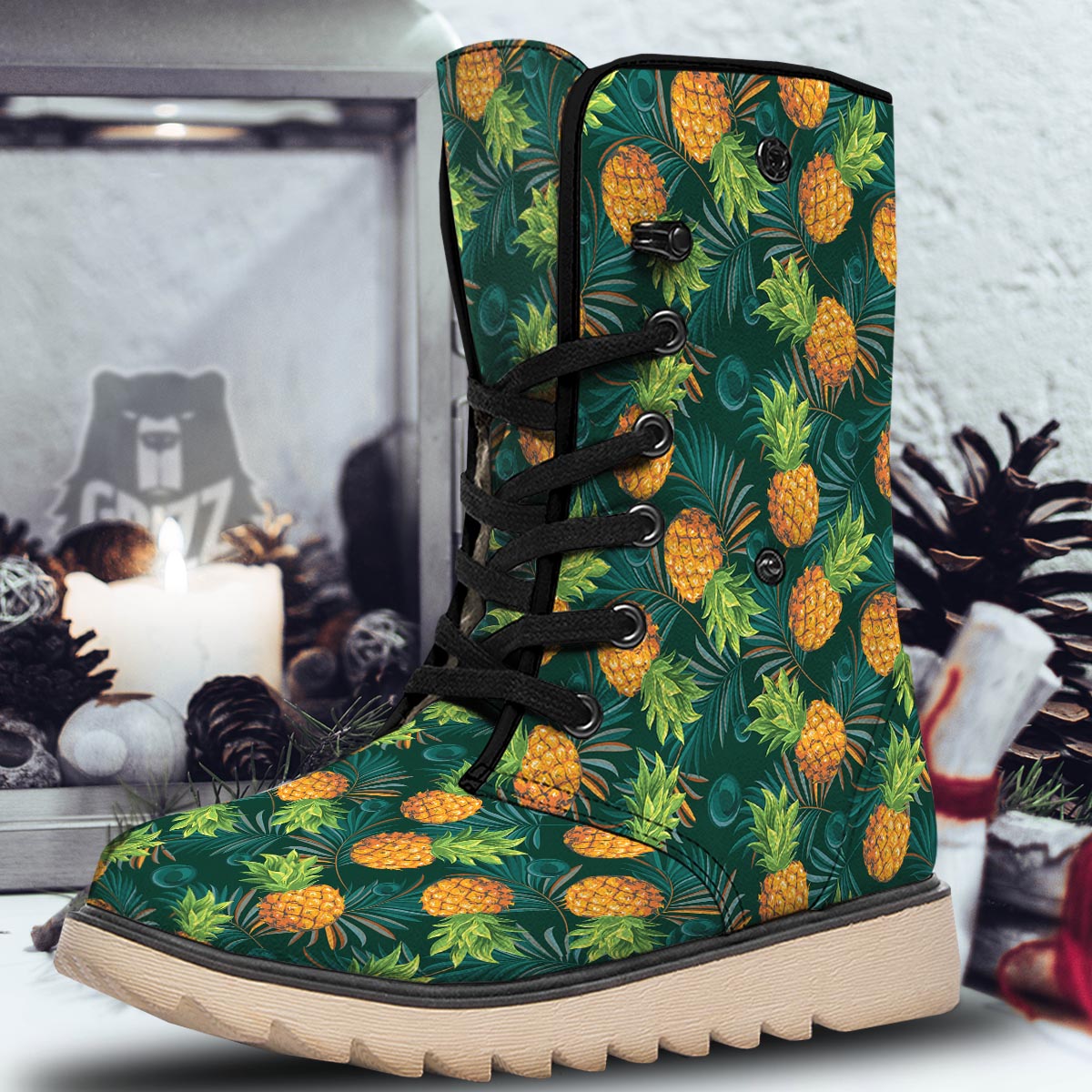 Pineapple Summer Print Pattern Snow Boots-grizzshop