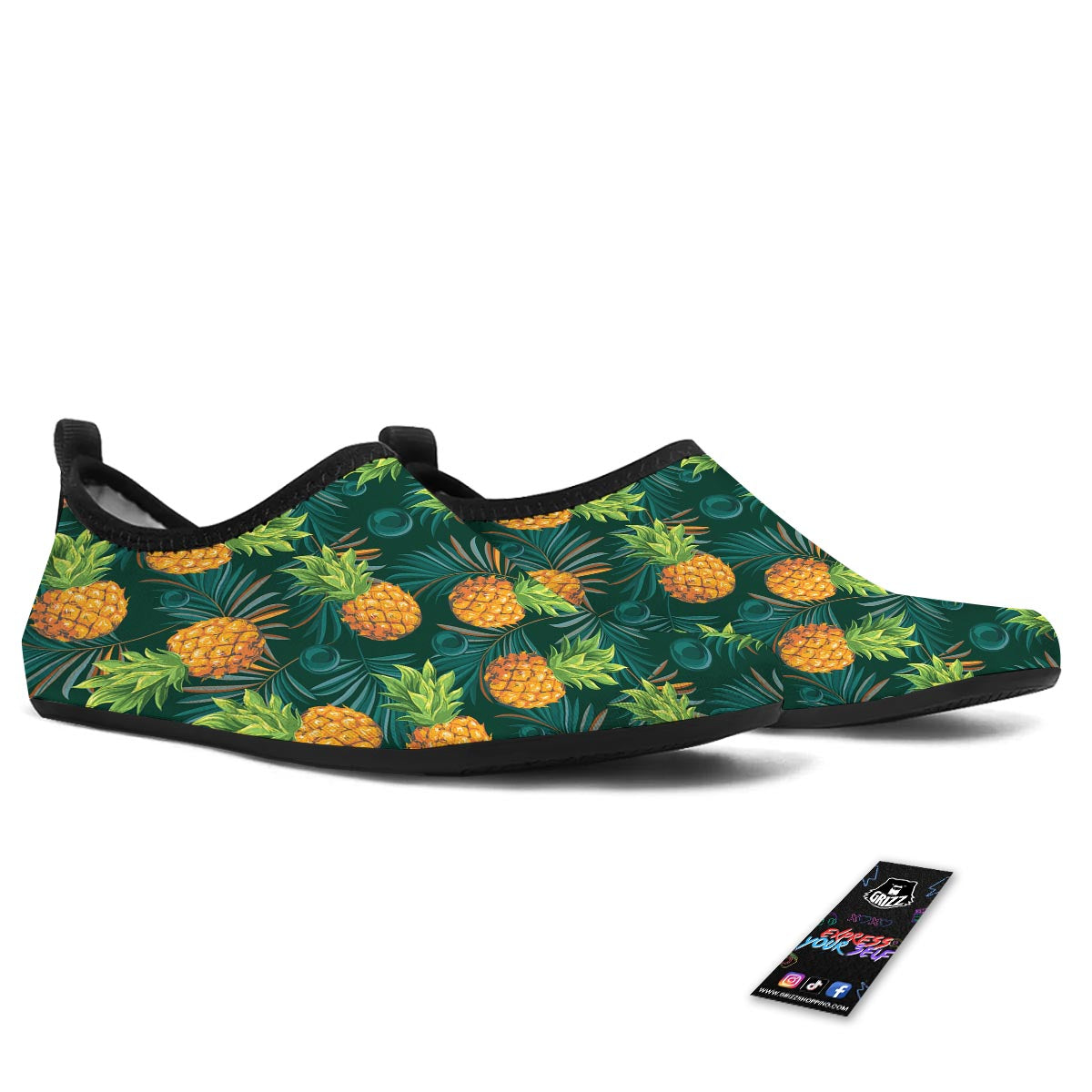 Pineapple Summer Print Pattern Water Shoes-grizzshop