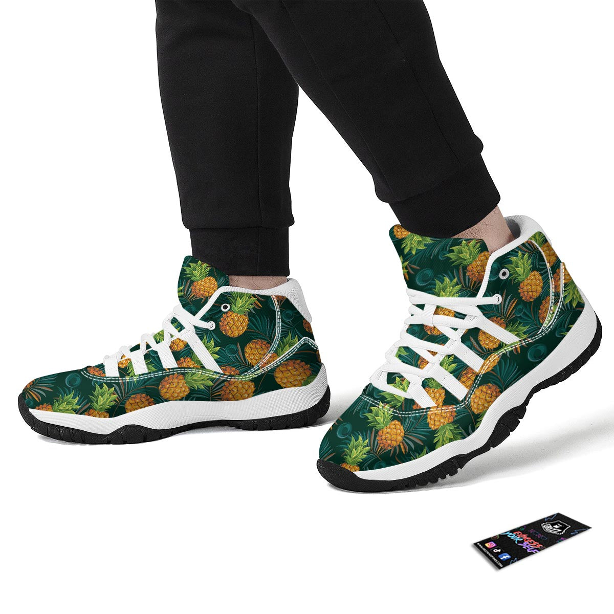 Pineapple Summer Print Pattern White Bball Shoes-grizzshop
