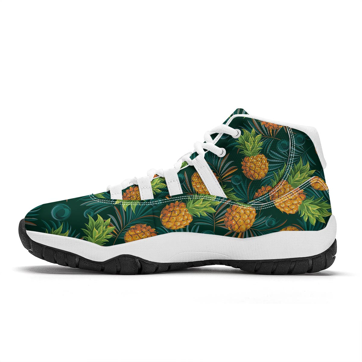 Pineapple Summer Print Pattern White Bball Shoes-grizzshop