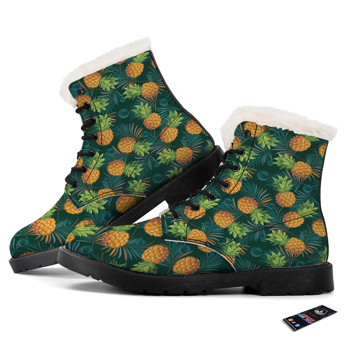 Pineapple Summer Print Pattern Winter Boots-grizzshop