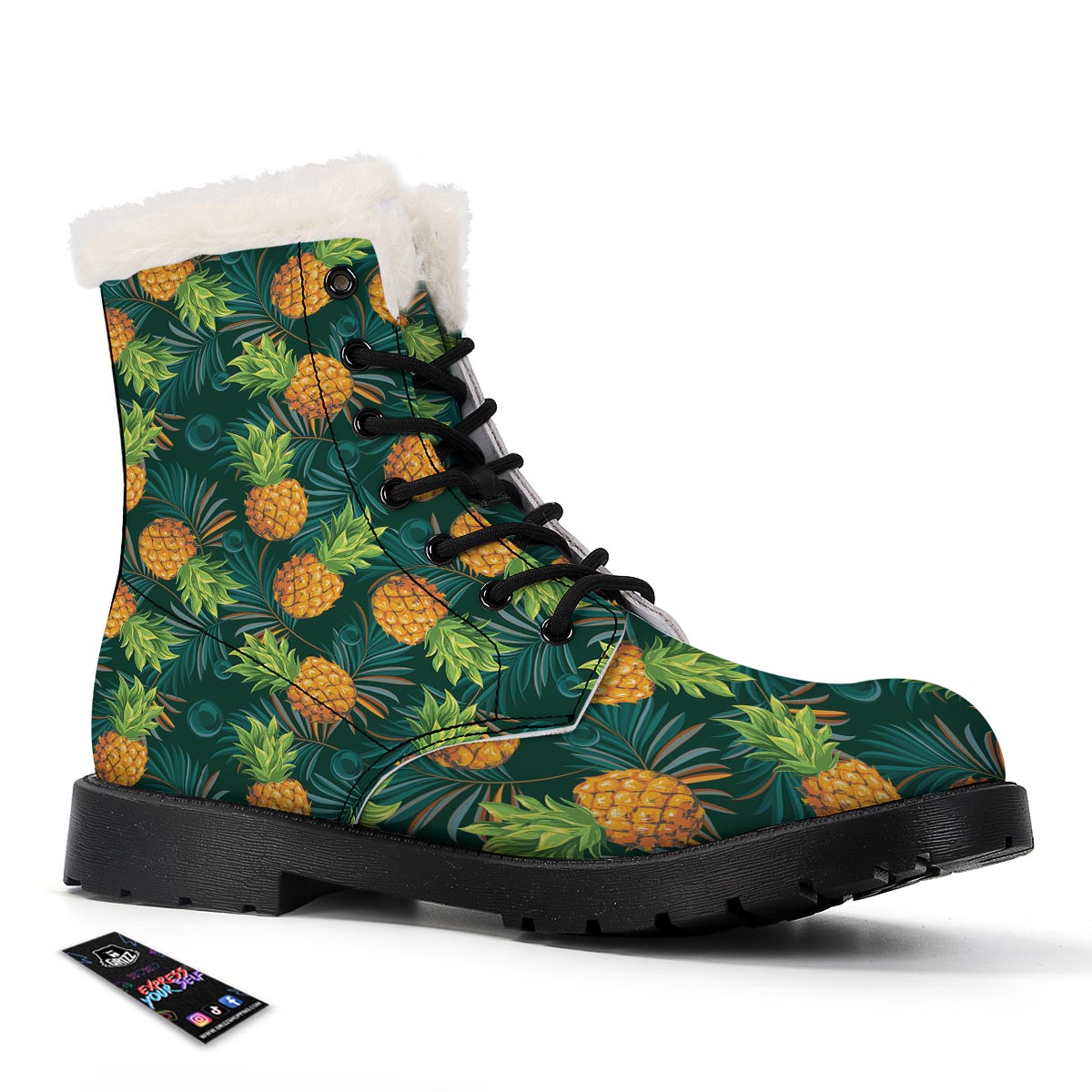 Pineapple Summer Print Pattern Winter Boots-grizzshop