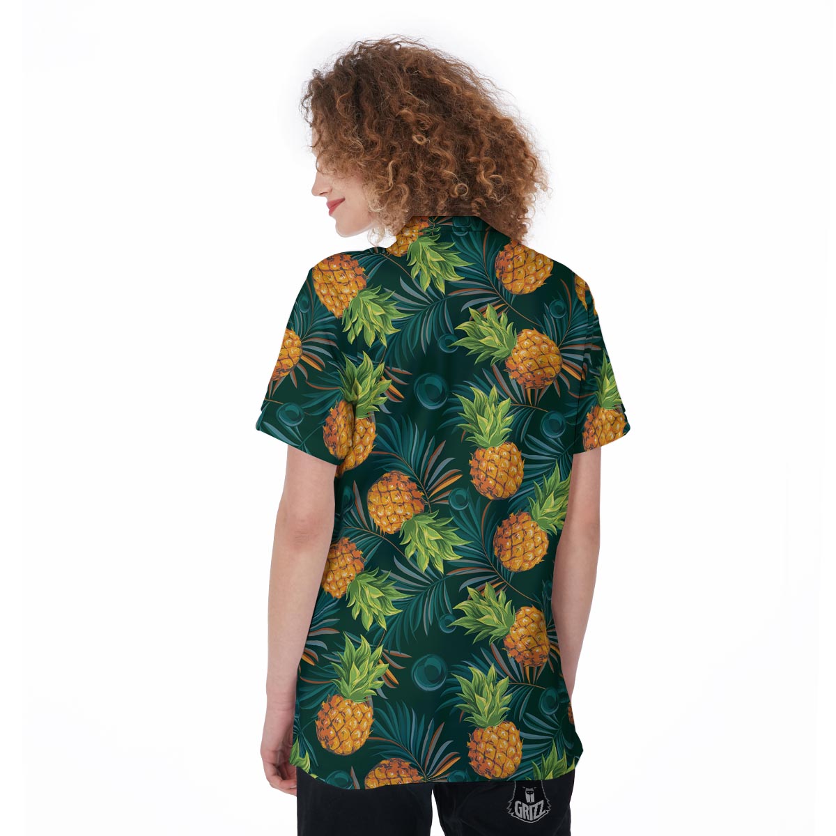 Pineapple Summer Print Pattern Women's Golf Shirts-grizzshop