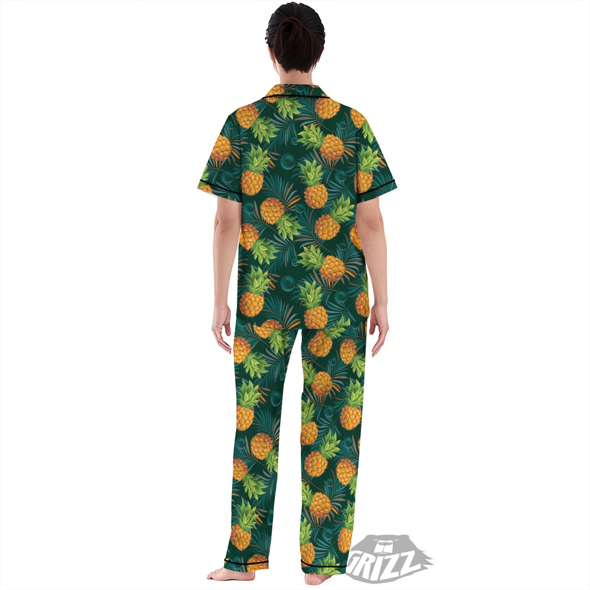 Pineapple Summer Print Pattern Women's Pajamas Set-grizzshop