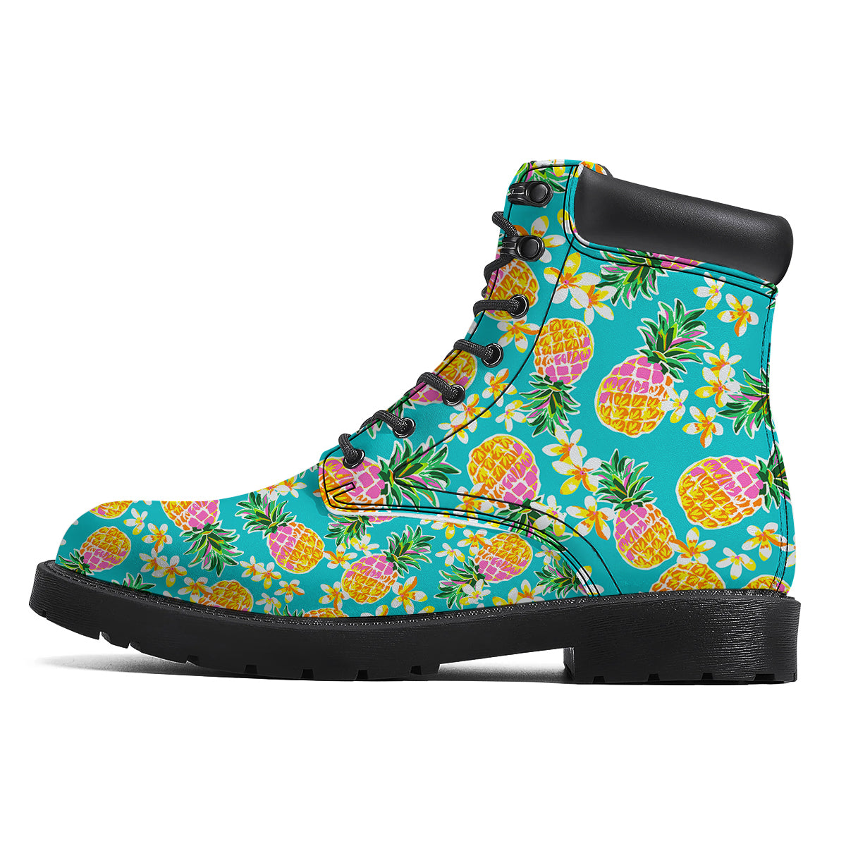 Pineapple Tropical Teal Print Pattern Boots-grizzshop