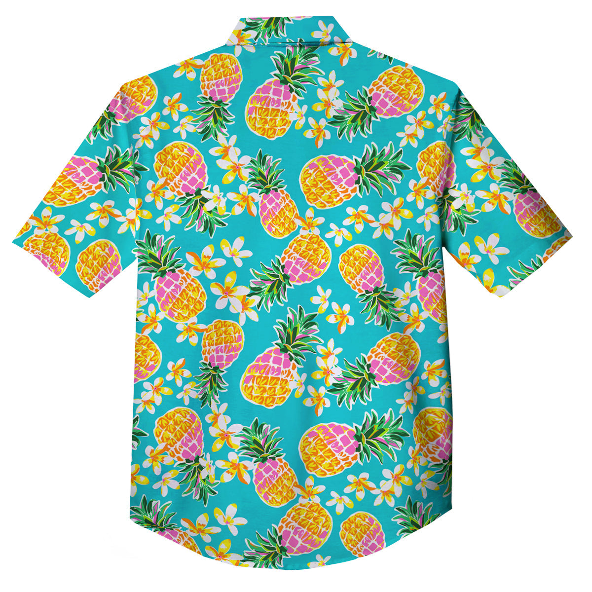 Pineapple Tropical Teal Print Pattern Button Up Shirt-grizzshop