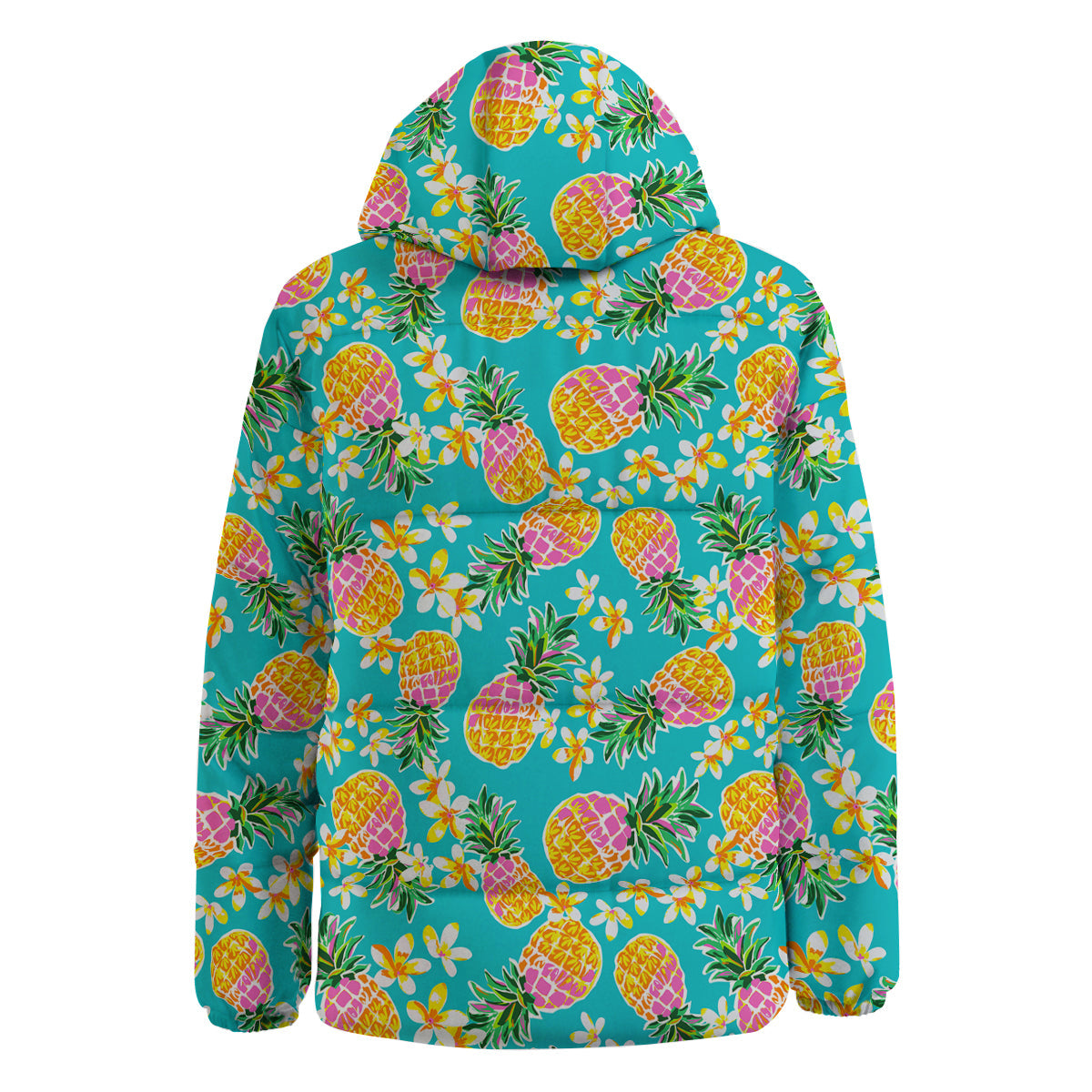 Pineapple Tropical Teal Print Pattern Down Jacket-grizzshop