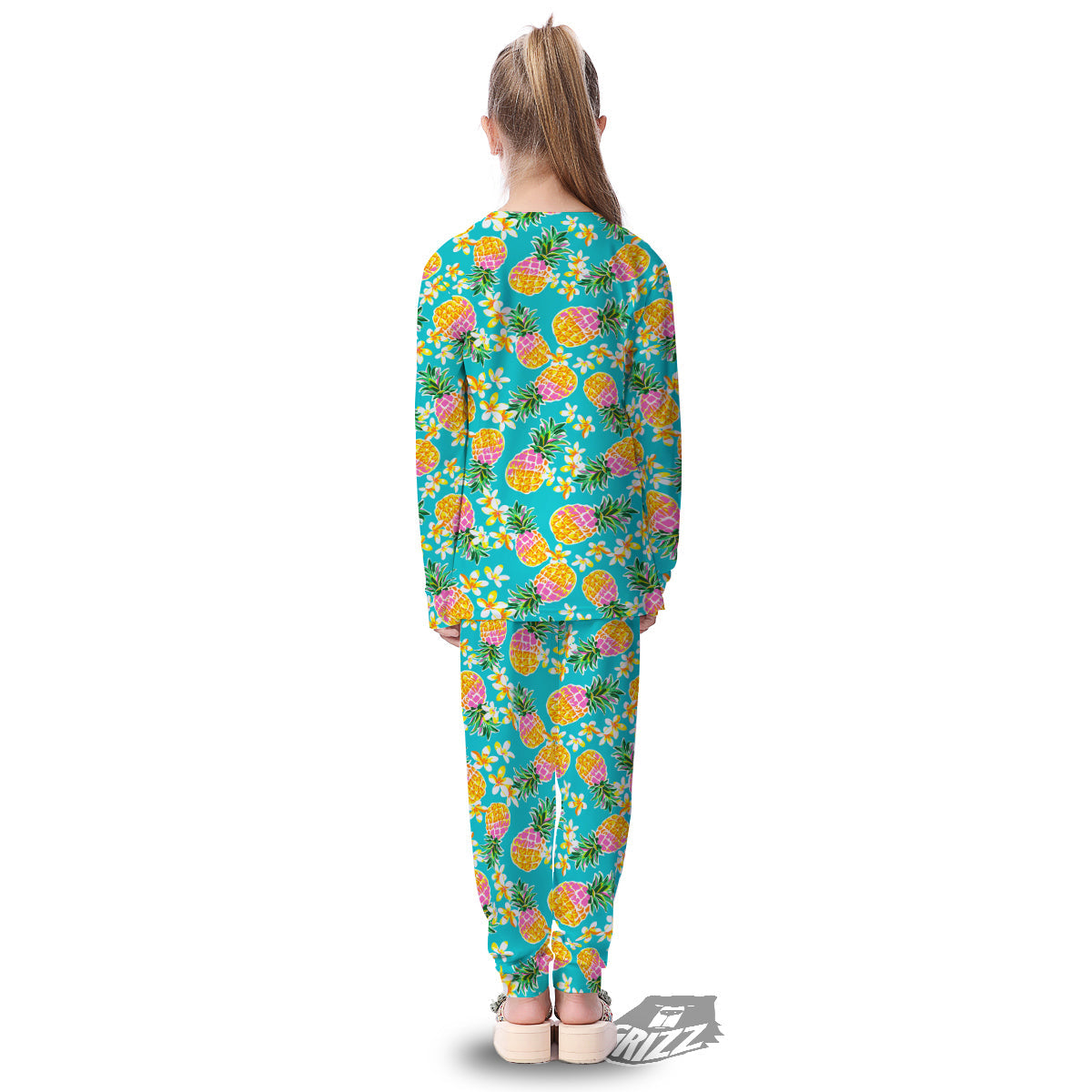 Pineapple Tropical Teal Print Pattern Kid's Pajamas-grizzshop