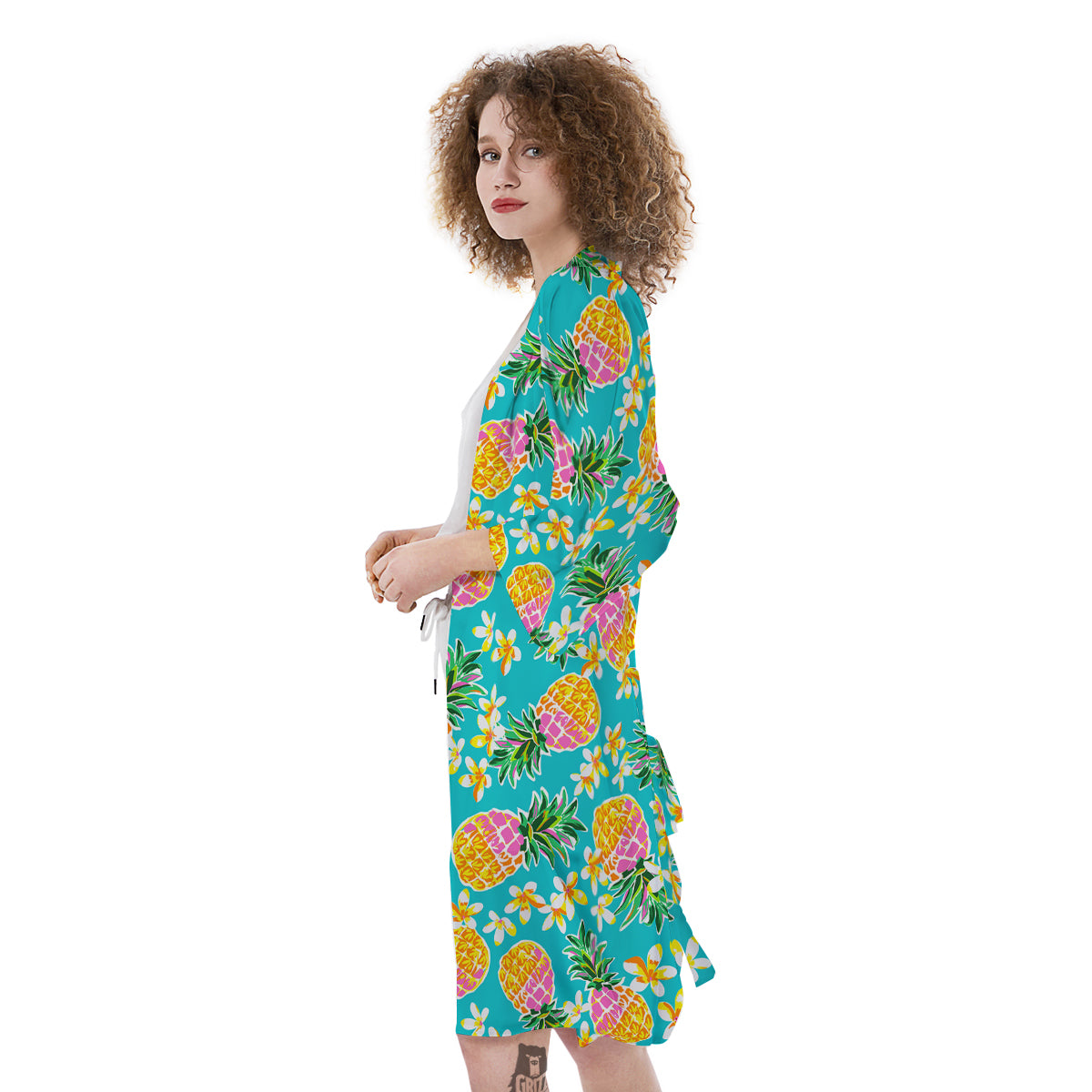 Pineapple Tropical Teal Print Pattern Kimono-grizzshop