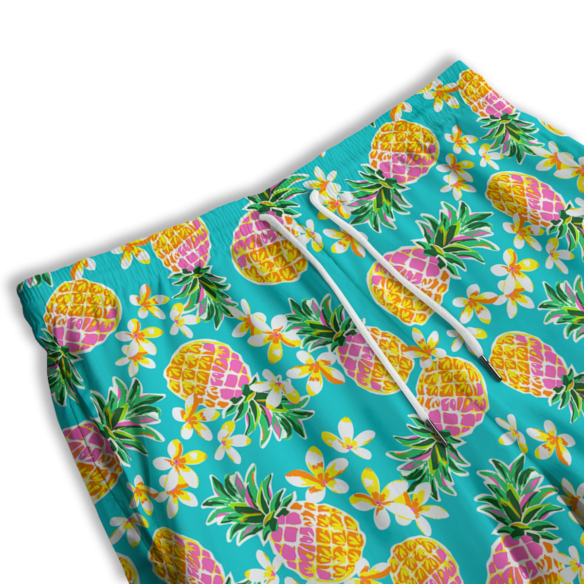 Pineapple Tropical Teal Print Pattern Men's Athletic Shorts-grizzshop