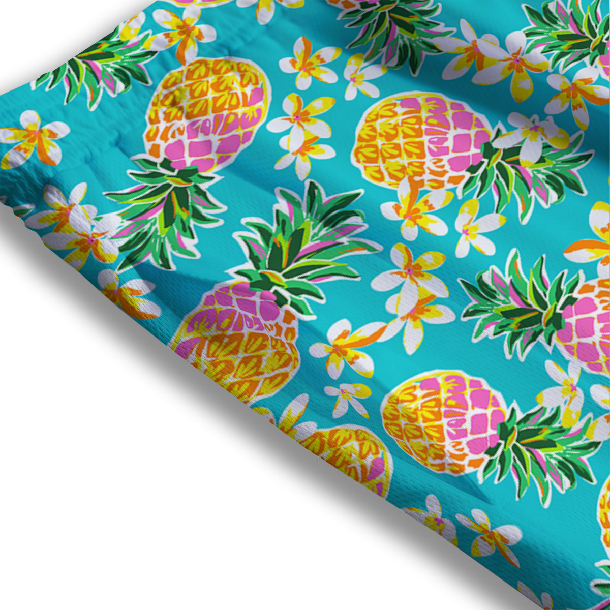 Pineapple Tropical Teal Print Pattern Mesh Shorts-grizzshop