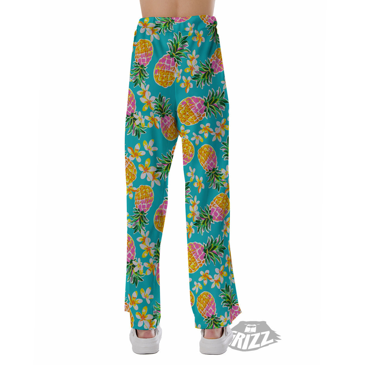 Pineapple Tropical Teal Print Pattern Pajama Pants-grizzshop