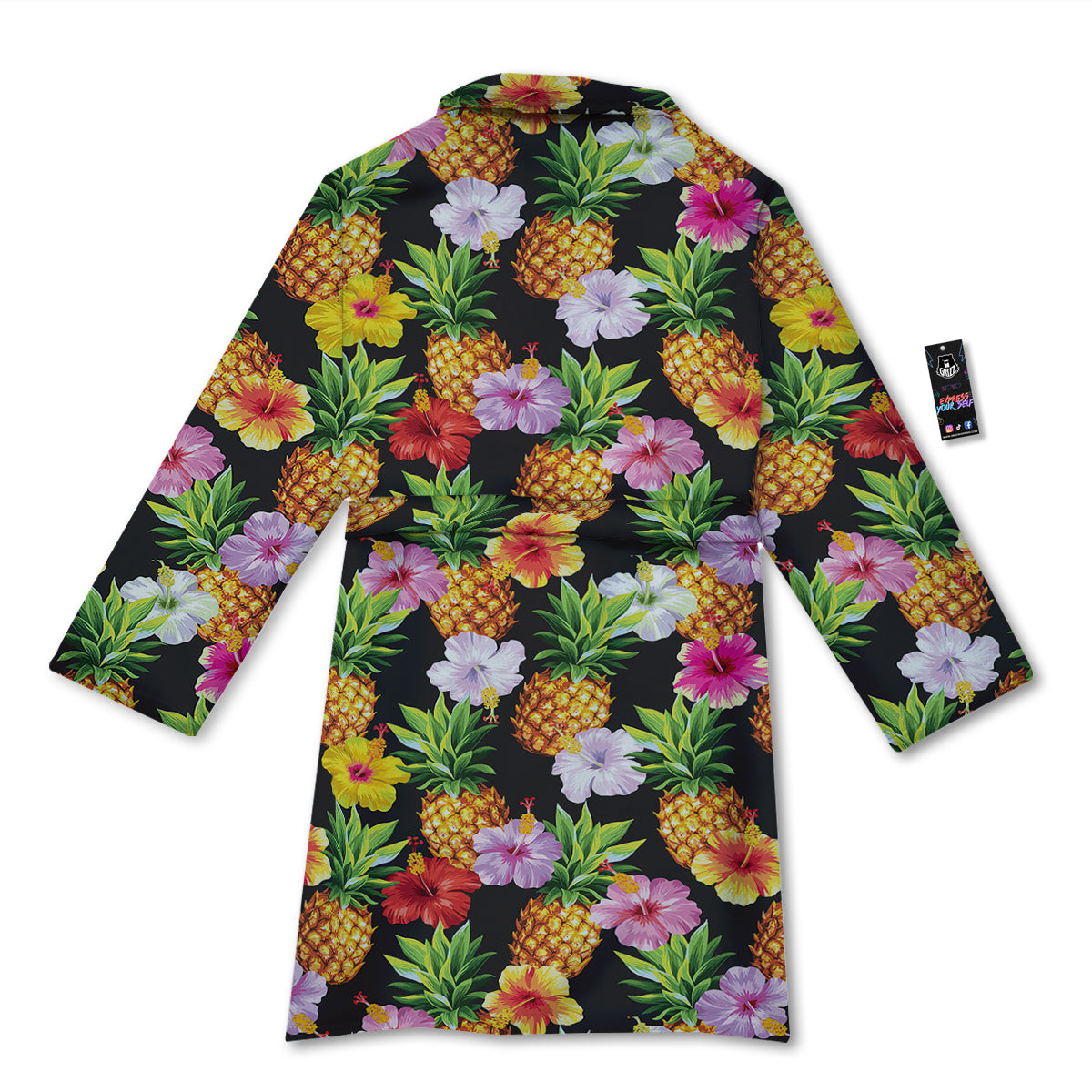 Pineapple Tropical Vintage Print Pattern Bathrobe-grizzshop