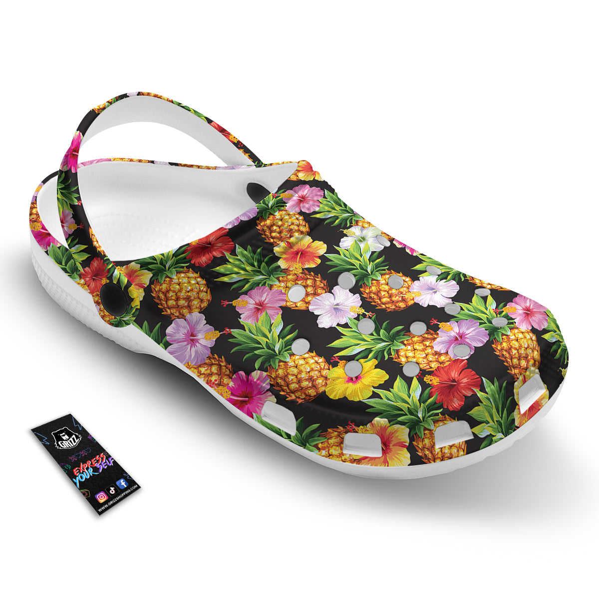 Pineapple Tropical Vintage Print Pattern Clog-grizzshop