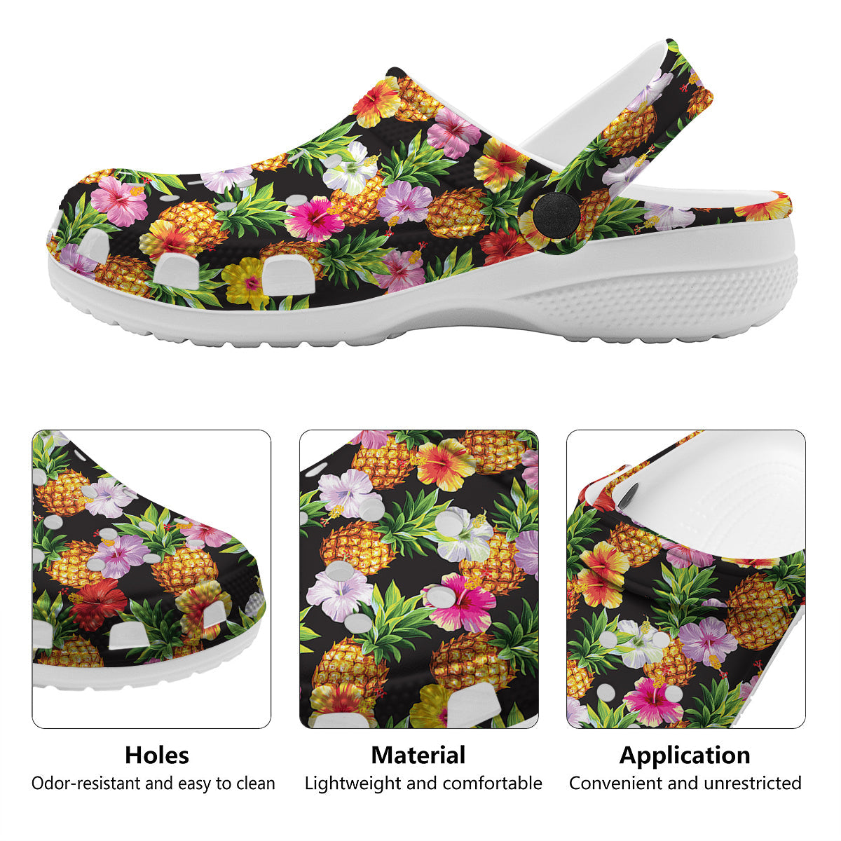 Pineapple Tropical Vintage Print Pattern Clog-grizzshop