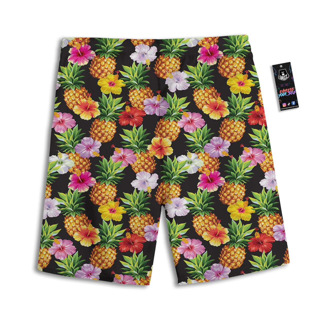 Pineapple Tropical Vintage Print Pattern Men's Athletic Shorts-grizzshop