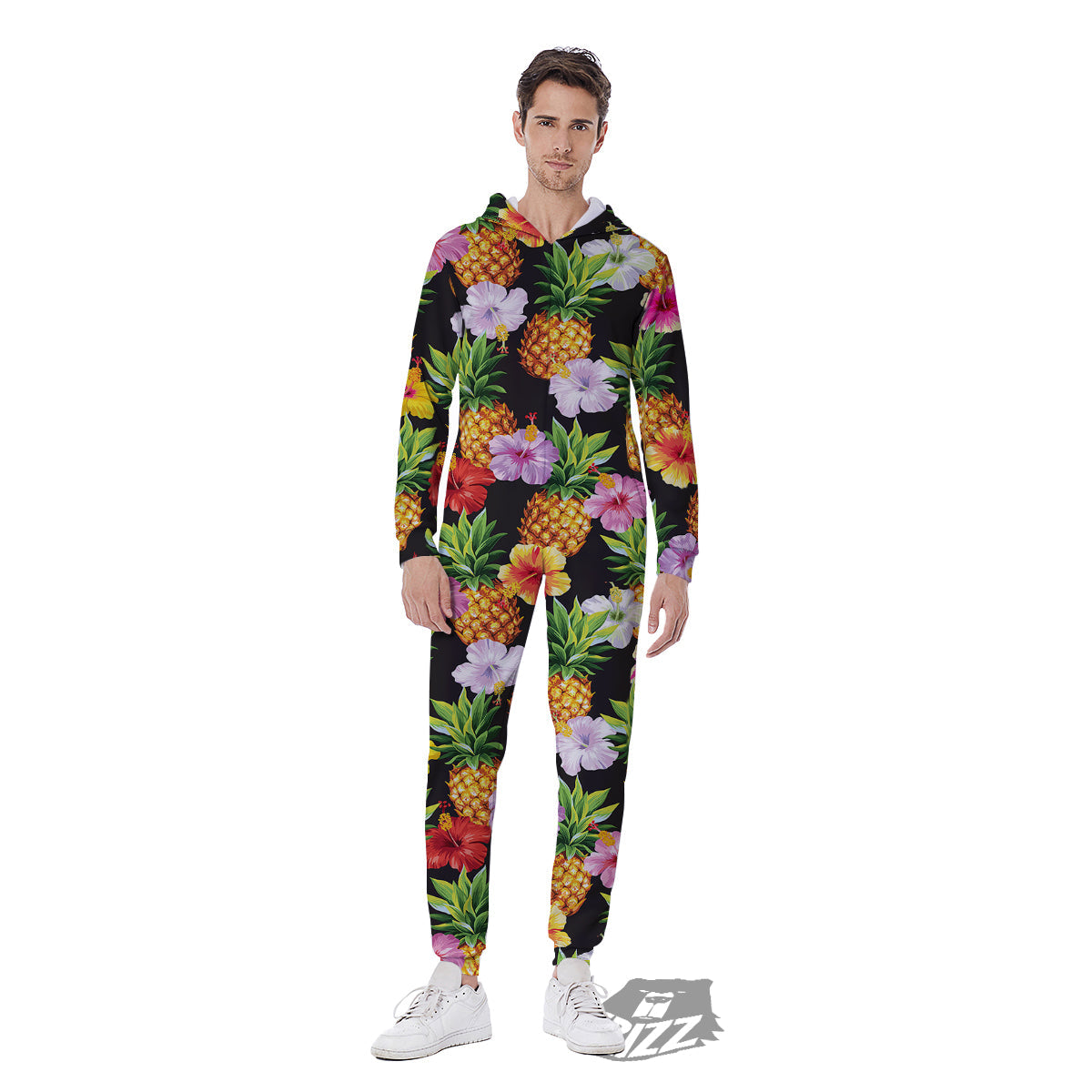 Pineapple Tropical Vintage Print Pattern Men's Jumpsuit-grizzshop