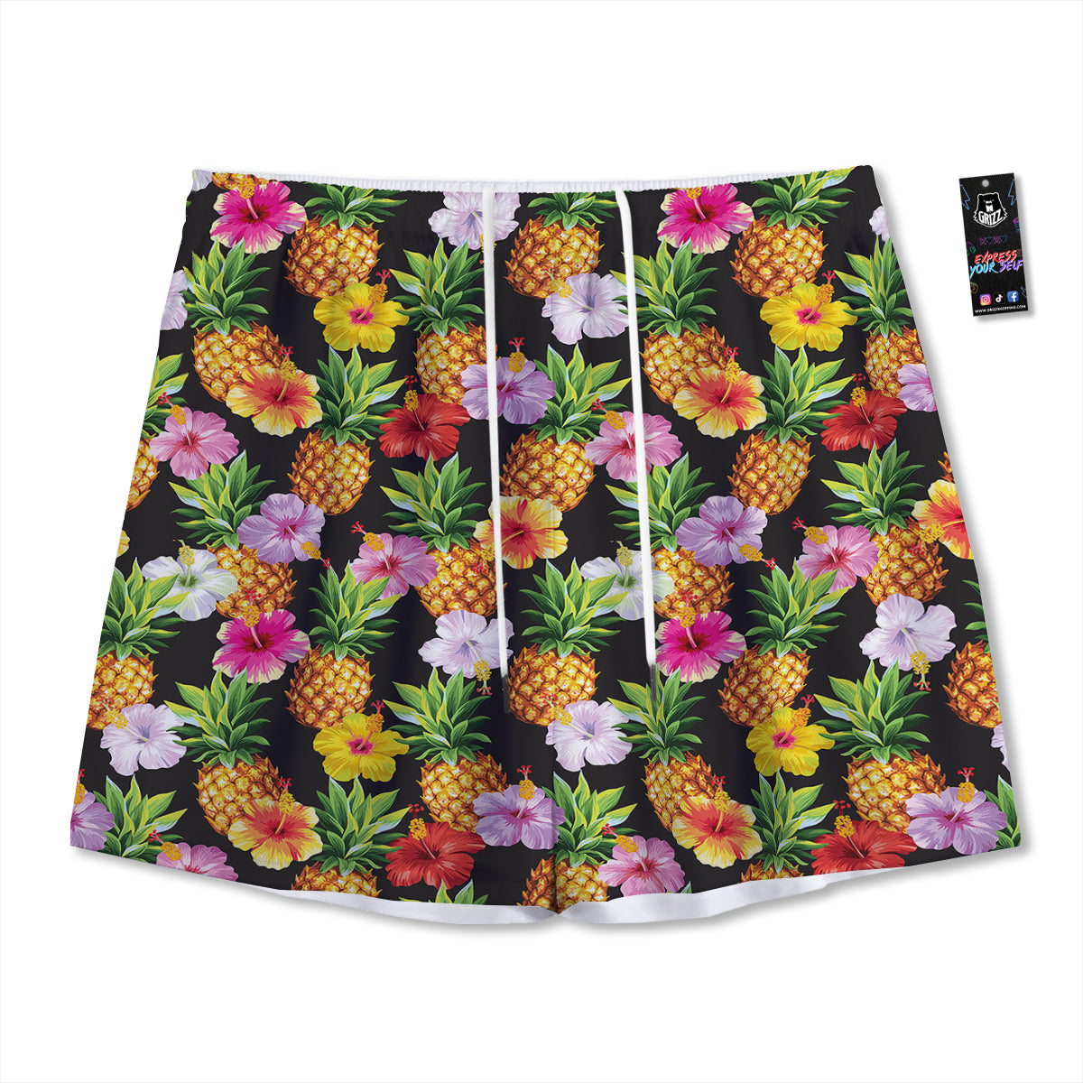 Pineapple Tropical Vintage Print Pattern Mesh Shorts-grizzshop