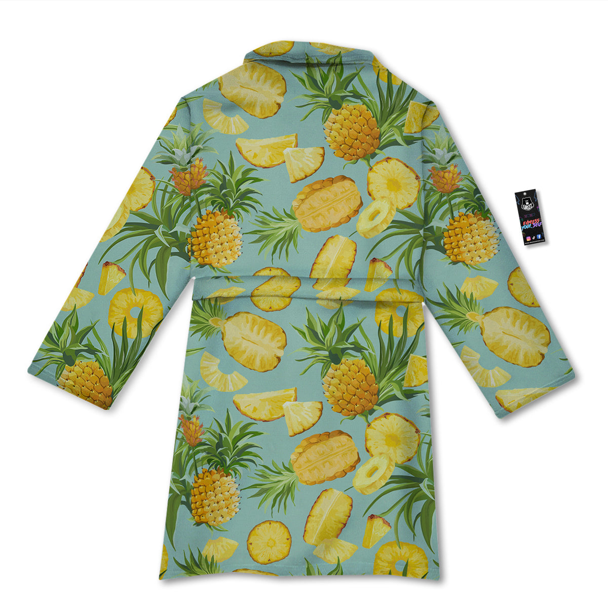Pineapple Watercolor Print Pattern Bathrobe-grizzshop