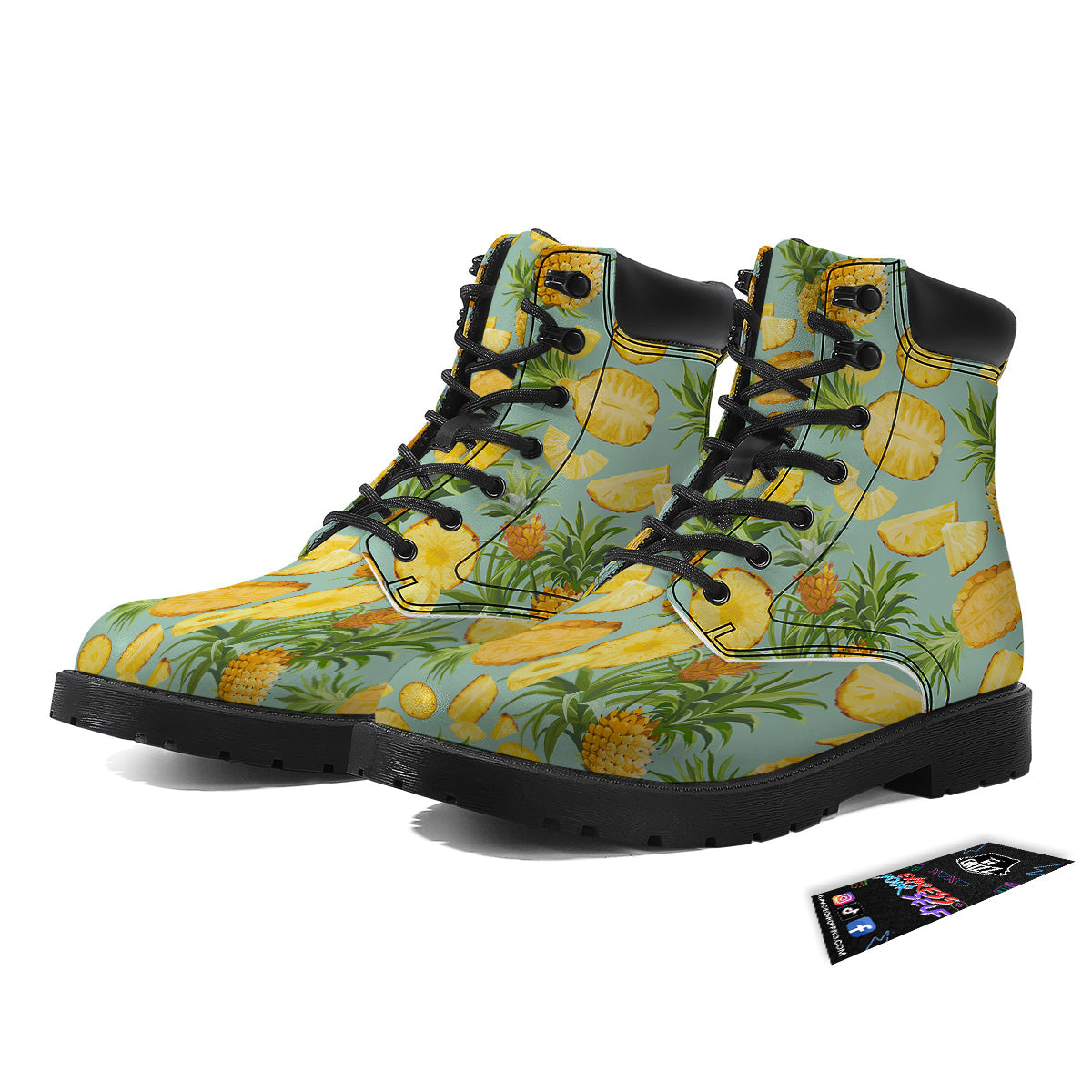 Pineapple Watercolor Print Pattern Boots-grizzshop