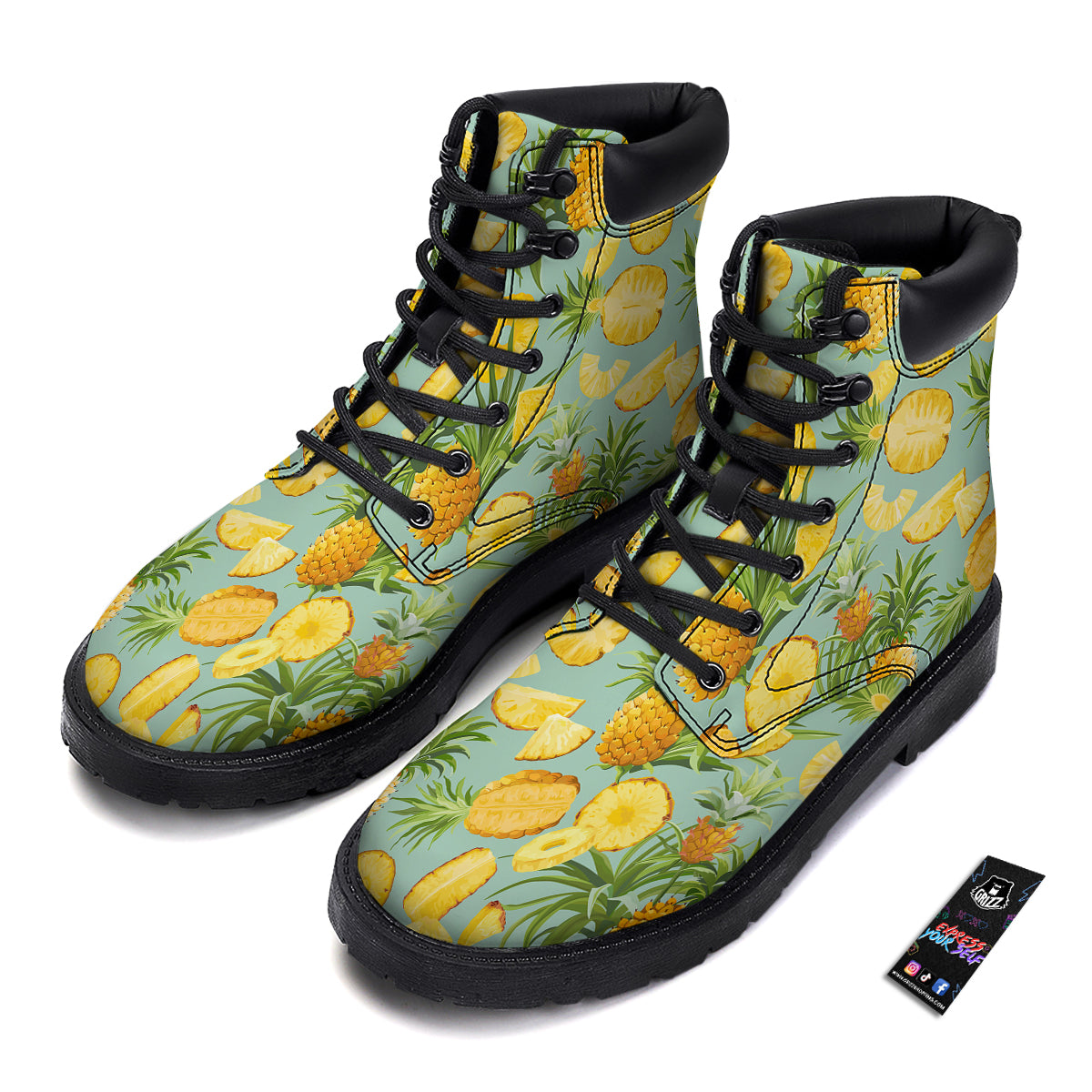Pineapple Watercolor Print Pattern Boots-grizzshop