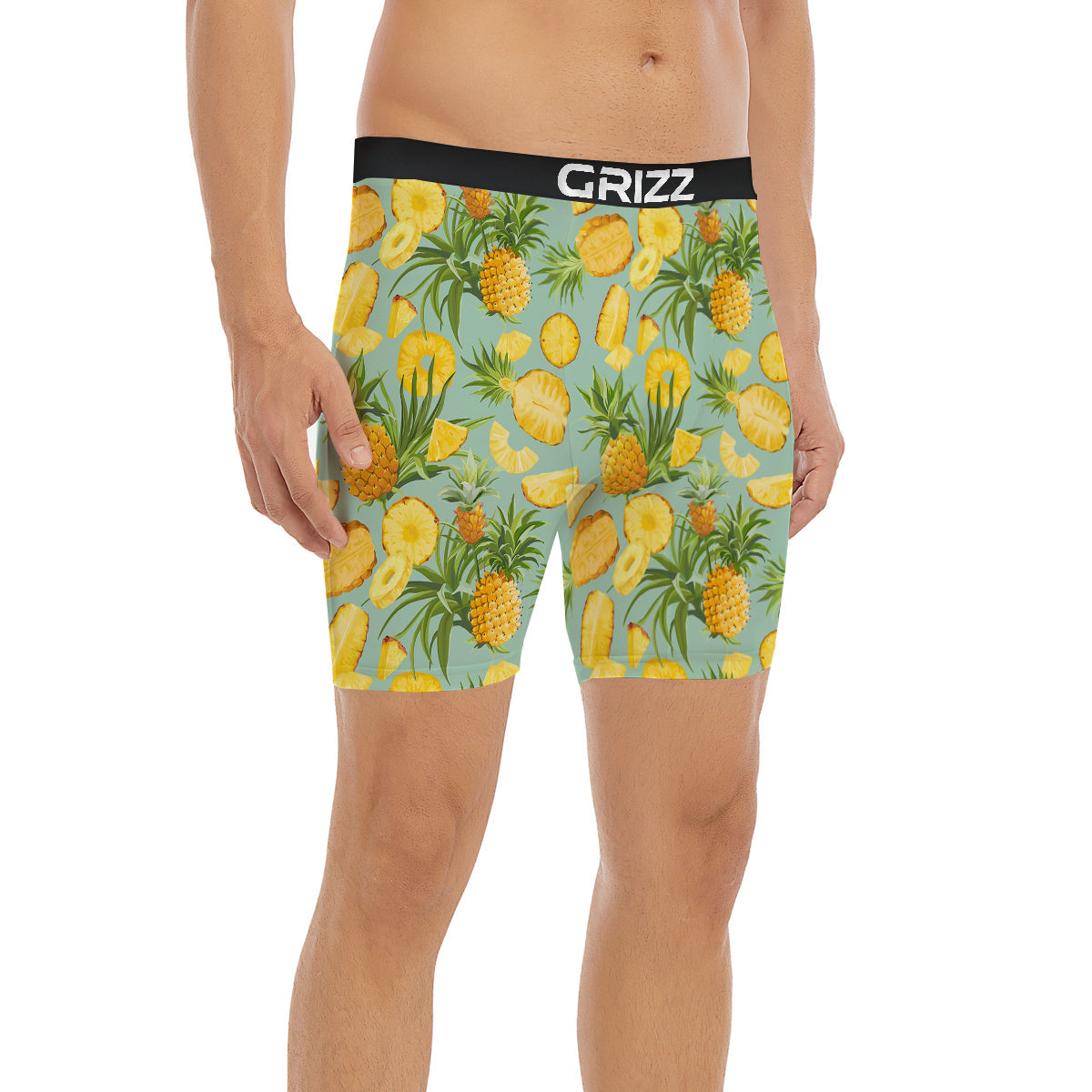 Pineapple Watercolor Print Pattern Boxer Briefs-grizzshop