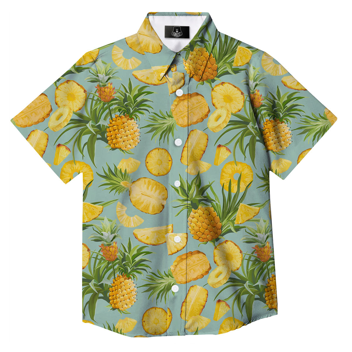 Pineapple Watercolor Print Pattern Button Up Shirt-grizzshop