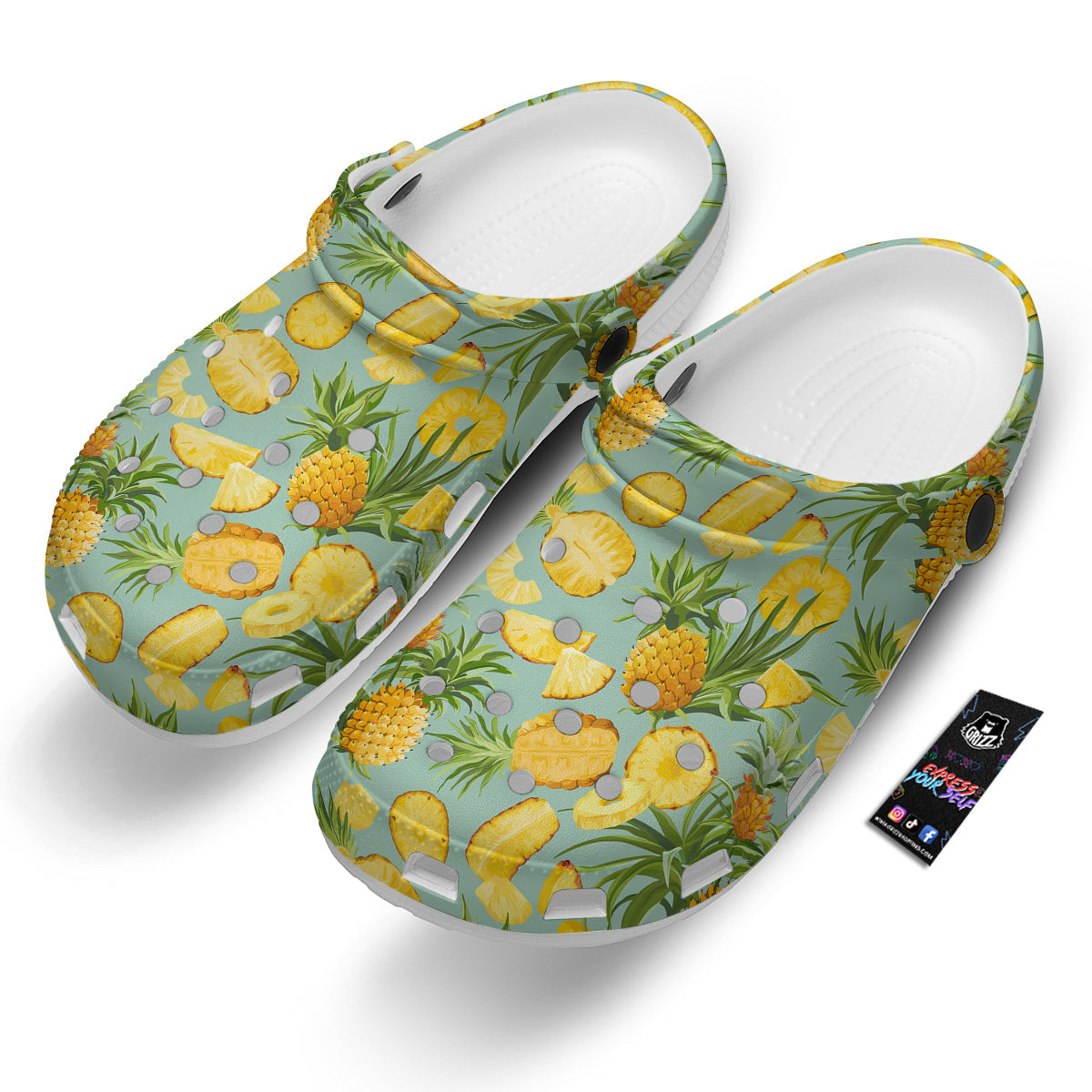 Pineapple Watercolor Print Pattern Clog-grizzshop