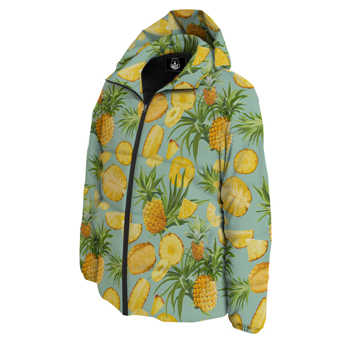 Pineapple Watercolor Print Pattern Down Jacket-grizzshop