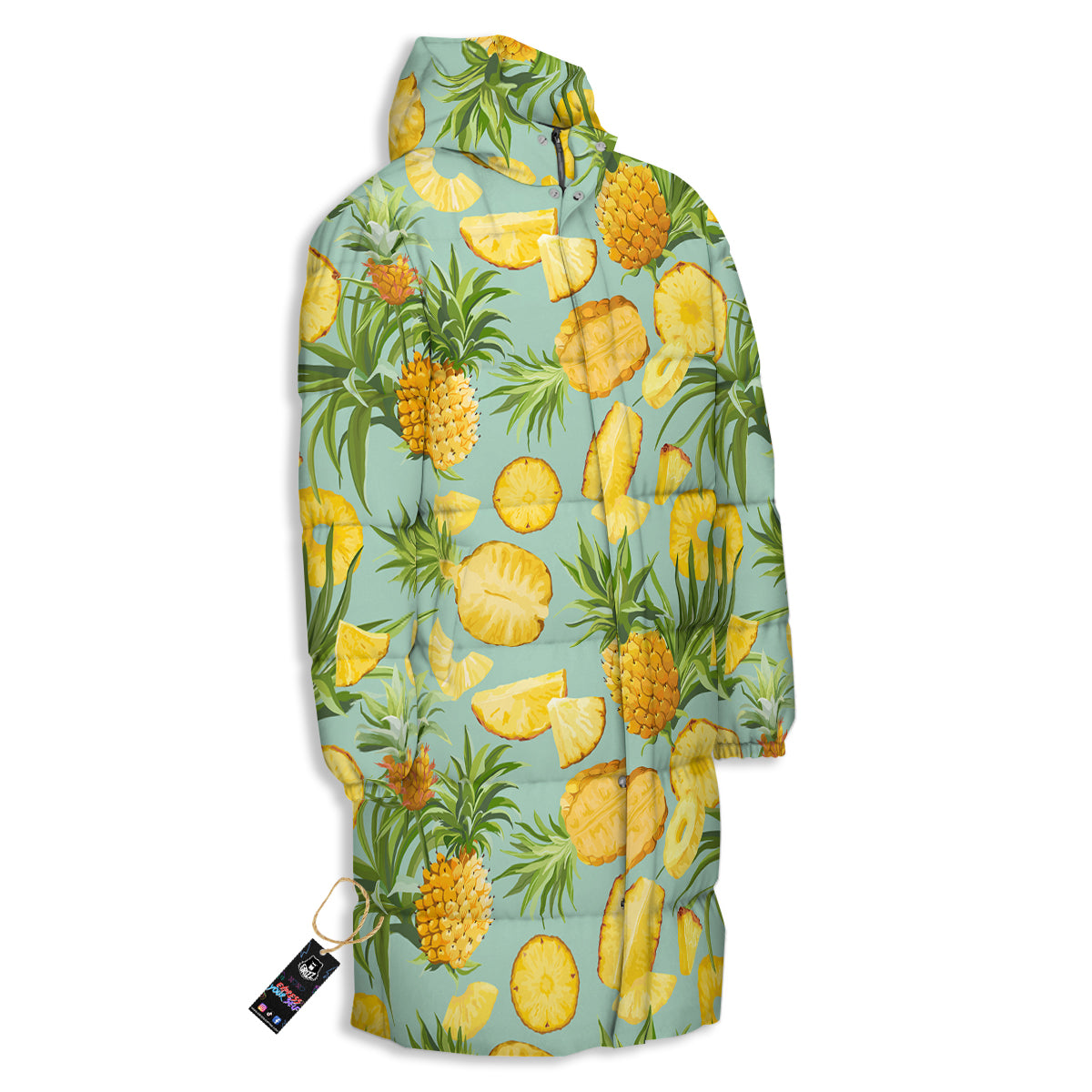 Pineapple Watercolor Print Pattern Long Down Jacket-grizzshop