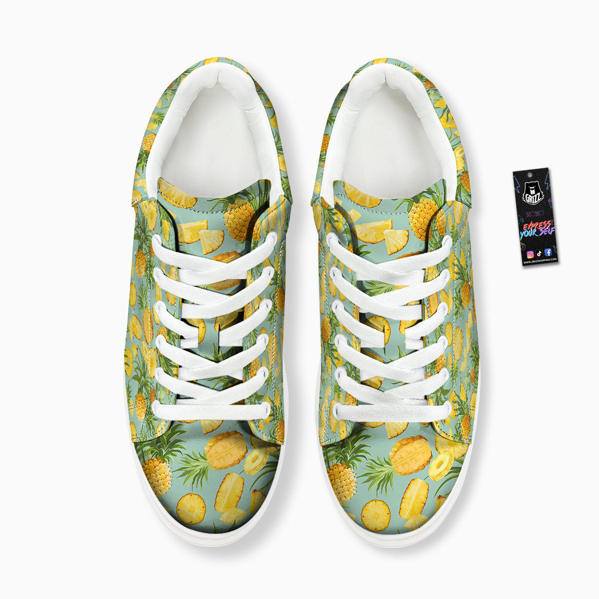 Pineapple Watercolor Print Pattern Platform Shoes-grizzshop