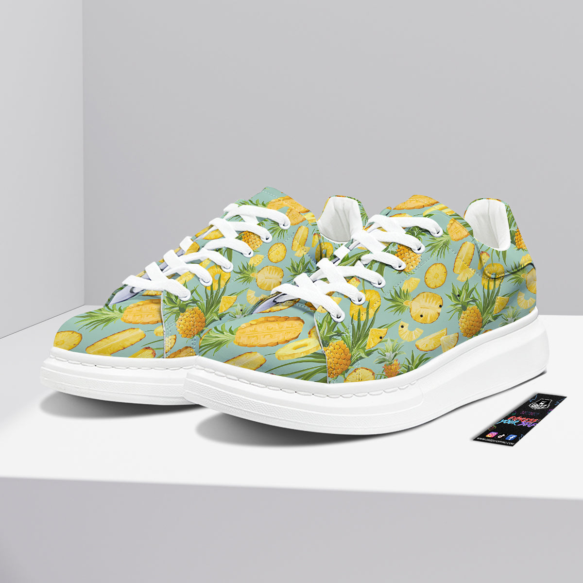 Pineapple Watercolor Print Pattern Platform Shoes-grizzshop