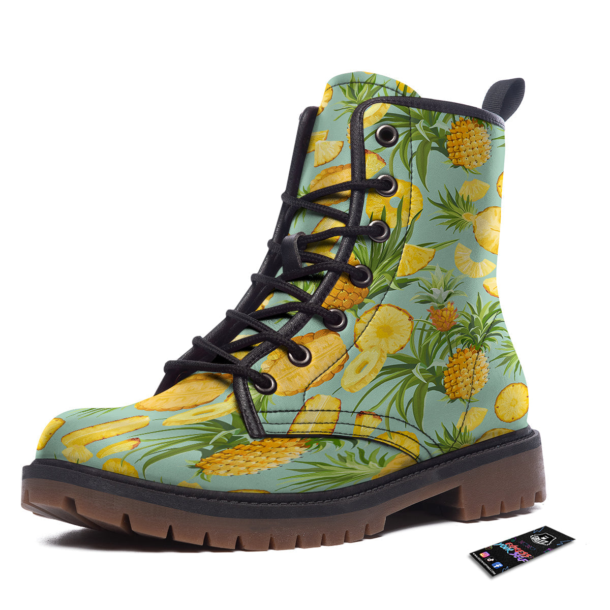 Pineapple Watercolor Print Pattern Work Boots-grizzshop