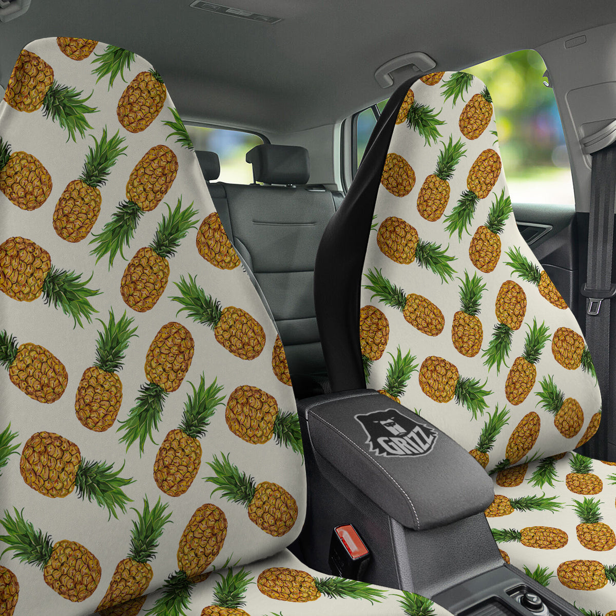 Pineapple White Print Pattern Car Seat Covers-grizzshop