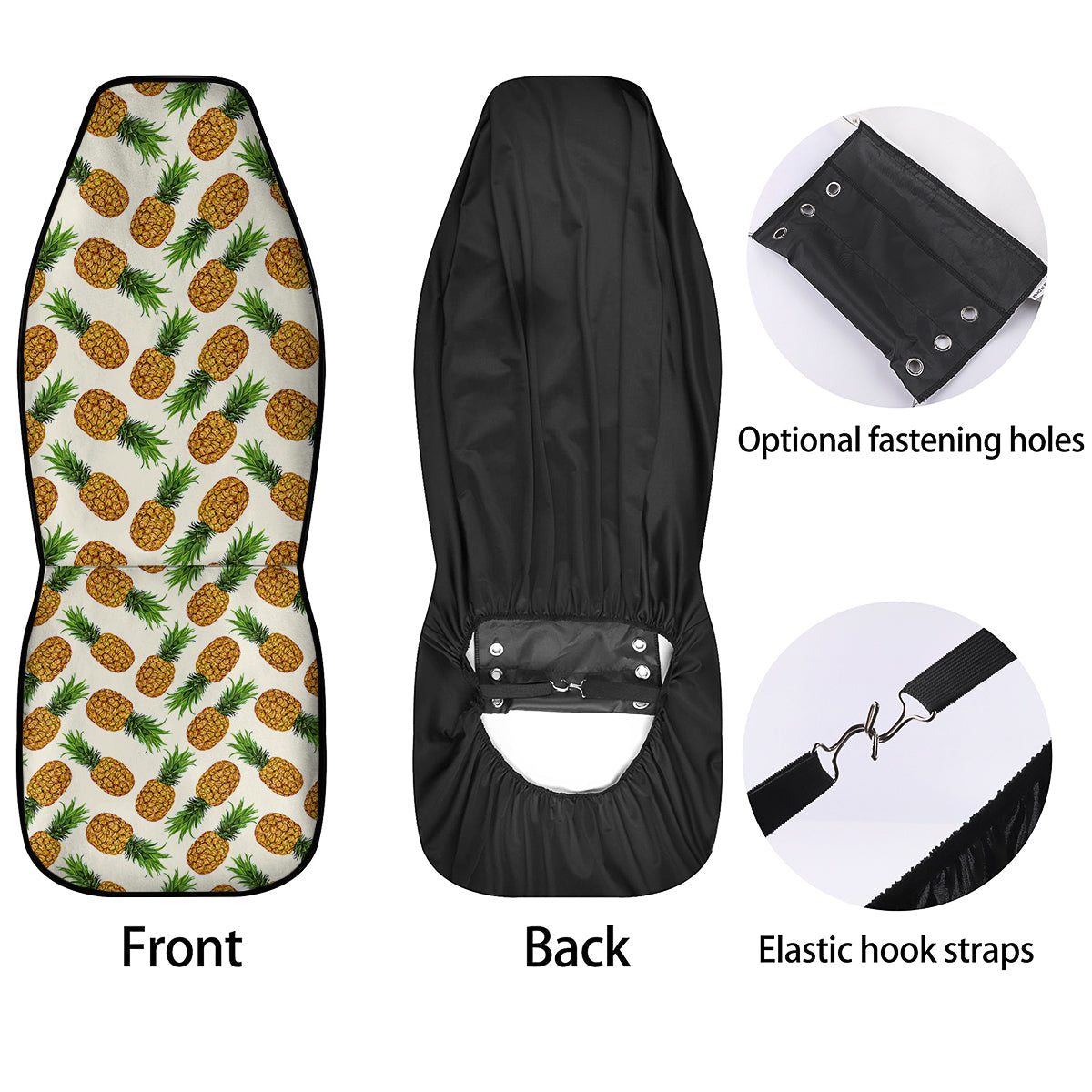 Pineapple White Print Pattern Car Seat Covers-grizzshop