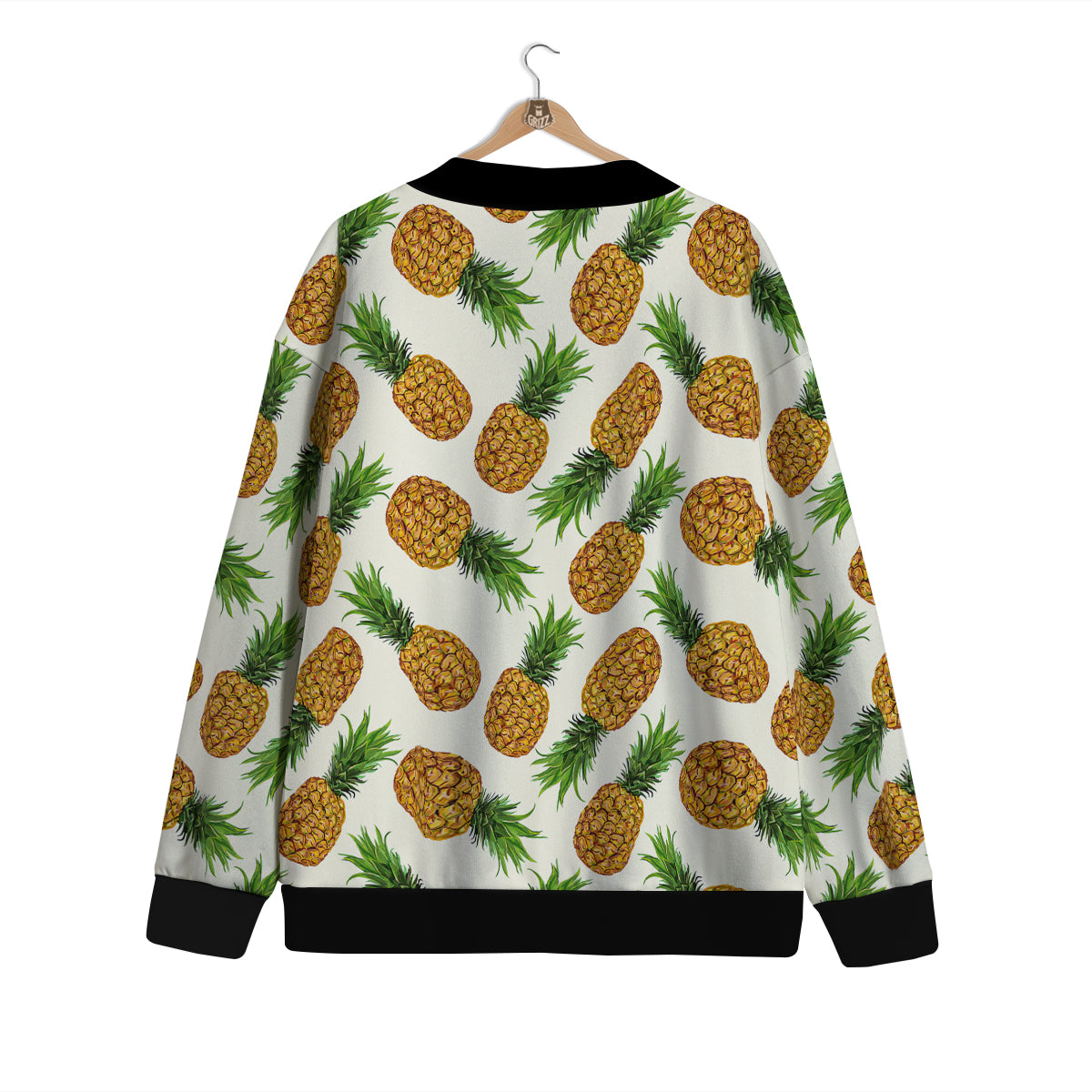 Pineapple White Print Pattern Cardigan-grizzshop