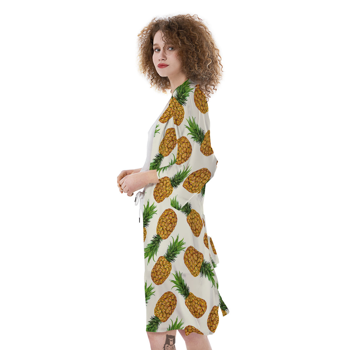Pineapple White Print Pattern Kimono-grizzshop