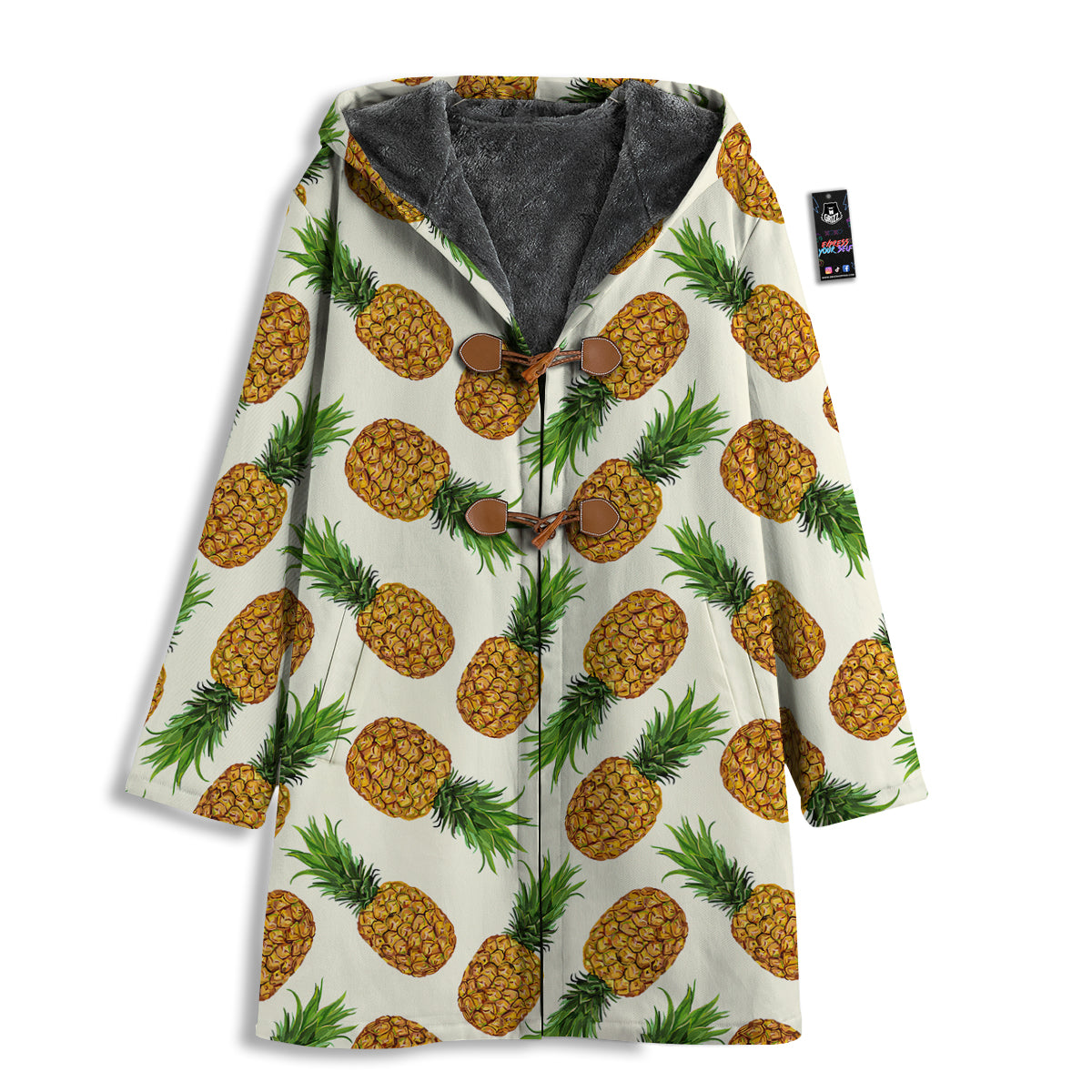 Pineapple White Print Pattern Men's Windbreaker Jacket-grizzshop