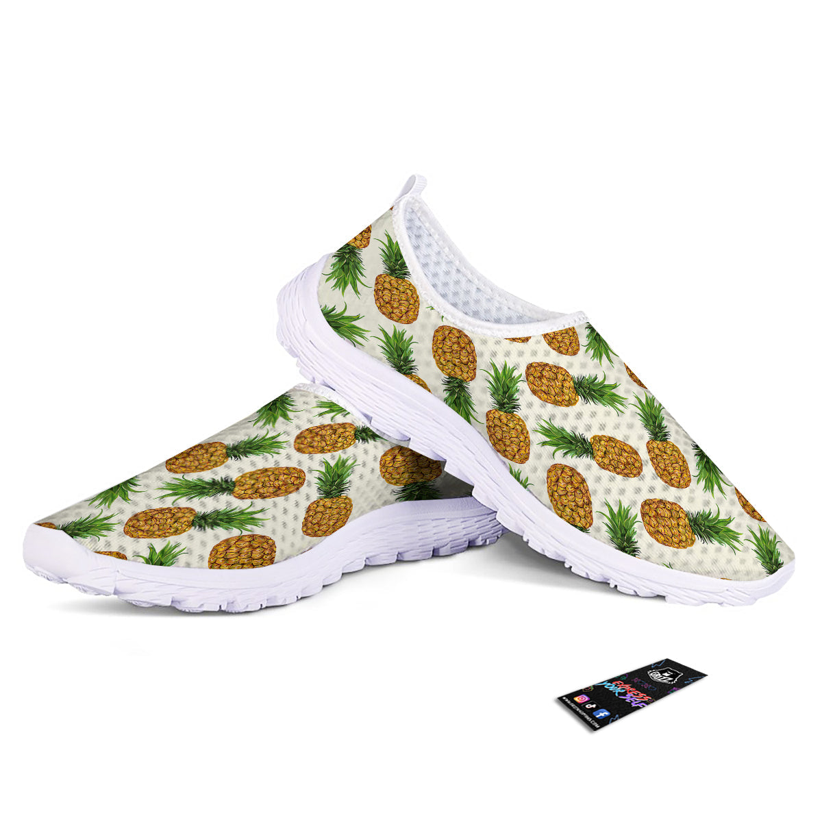Pineapple White Print Pattern Nurse Shoes-grizzshop